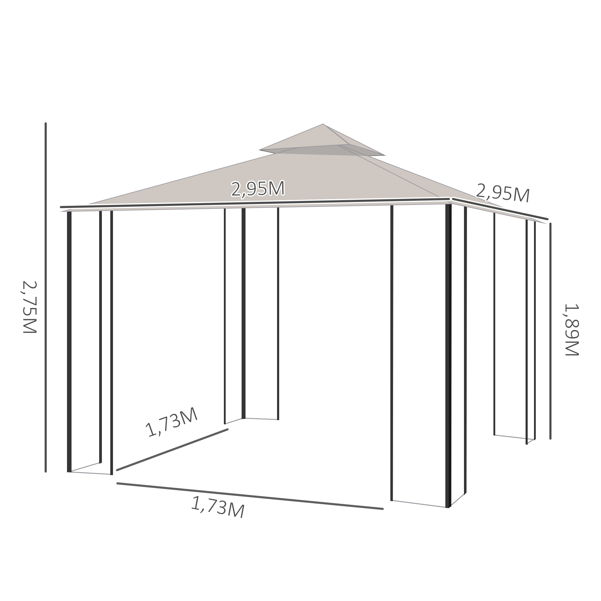 Dimensions du pavillon de jardin