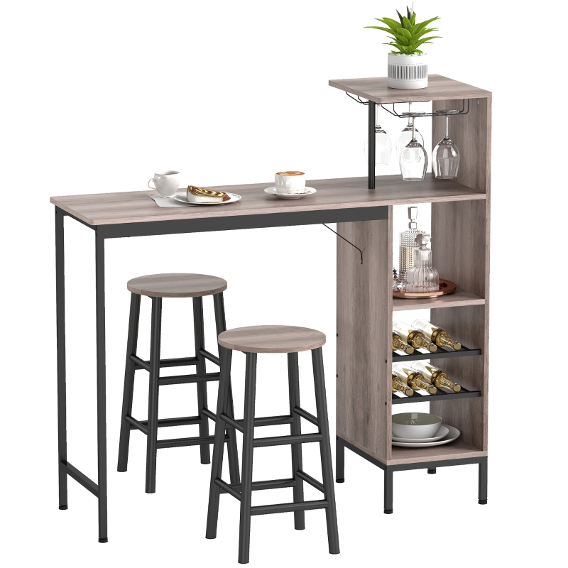 Table de bar avec rangement bouteilles et verres