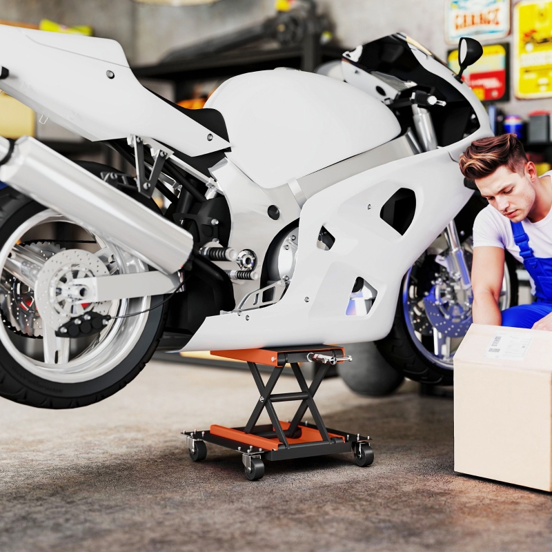 Détail du support élévateur pour moto