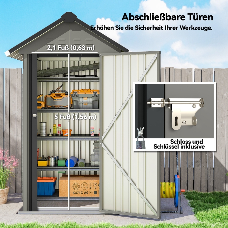 Abri de jardin en métal 1,17 m², toit à 