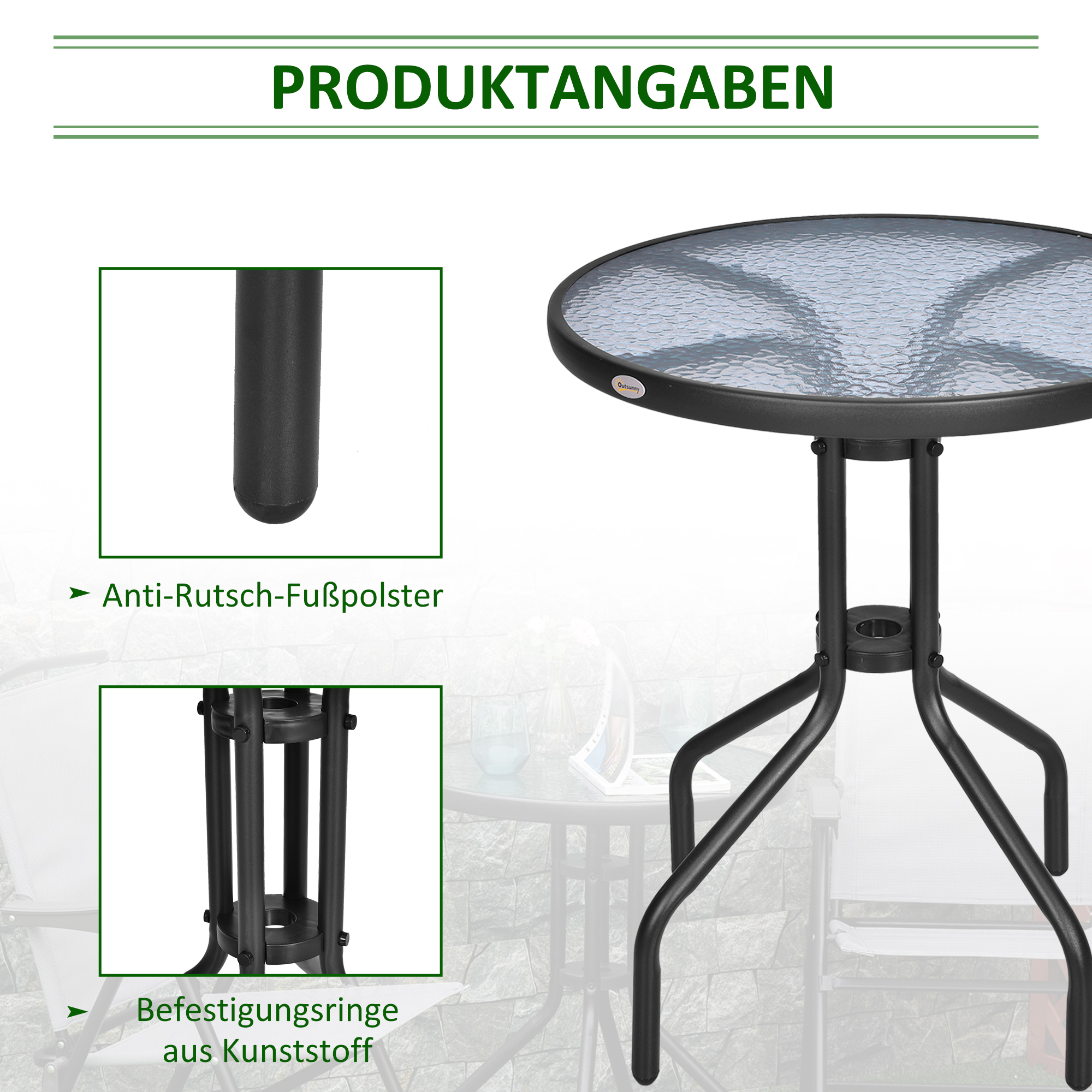 Table de jardin ronde, table de balcon Ø