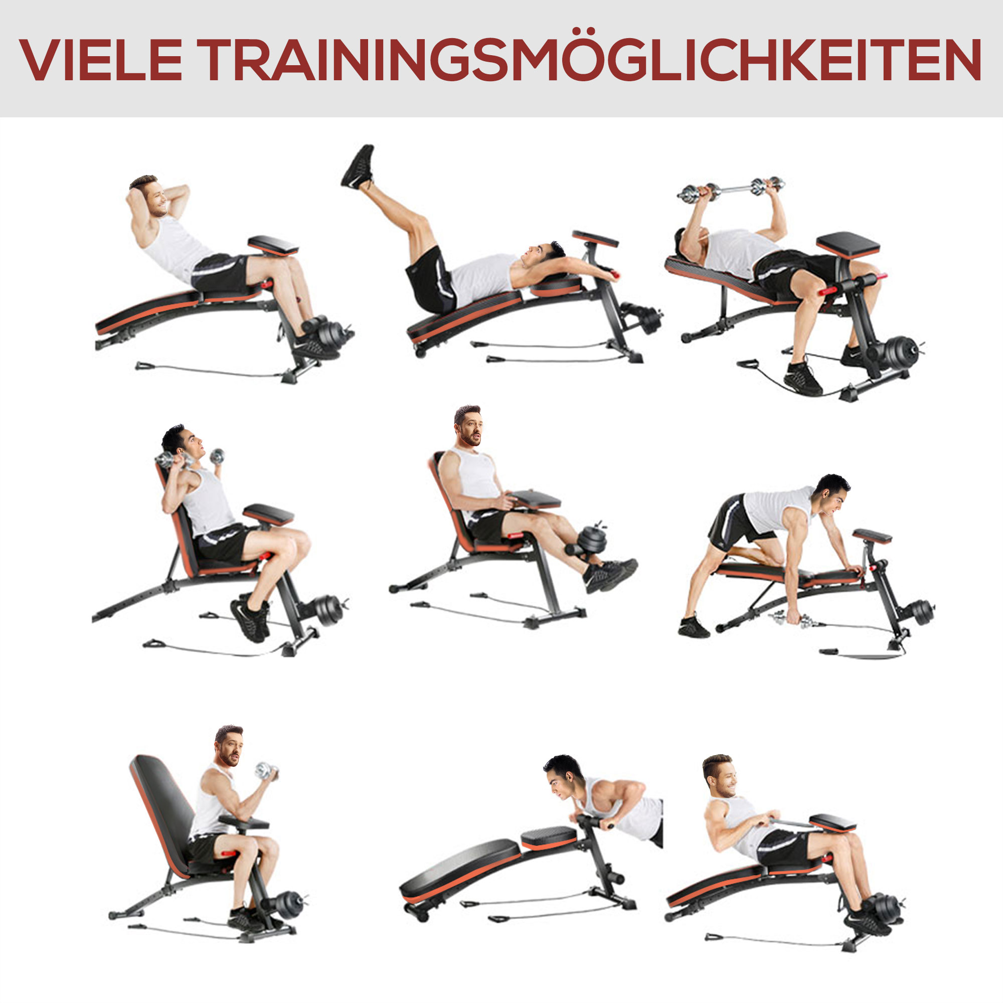 Banque de musculation multifonction vue complète