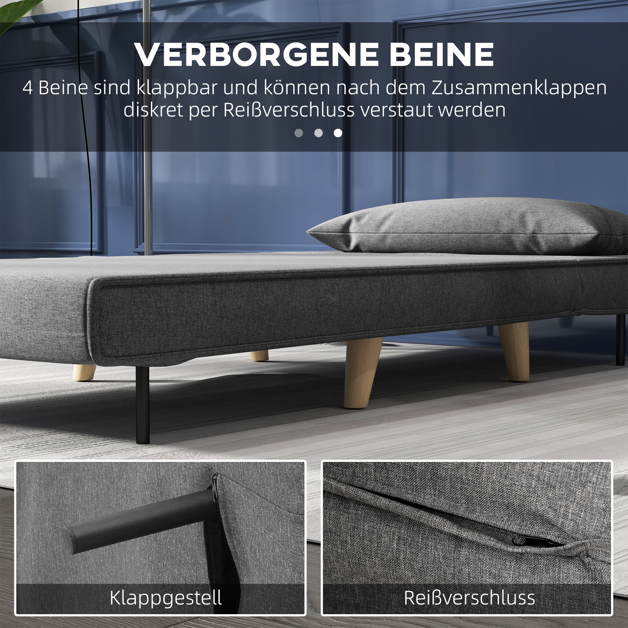 Détail du canapé convertible
