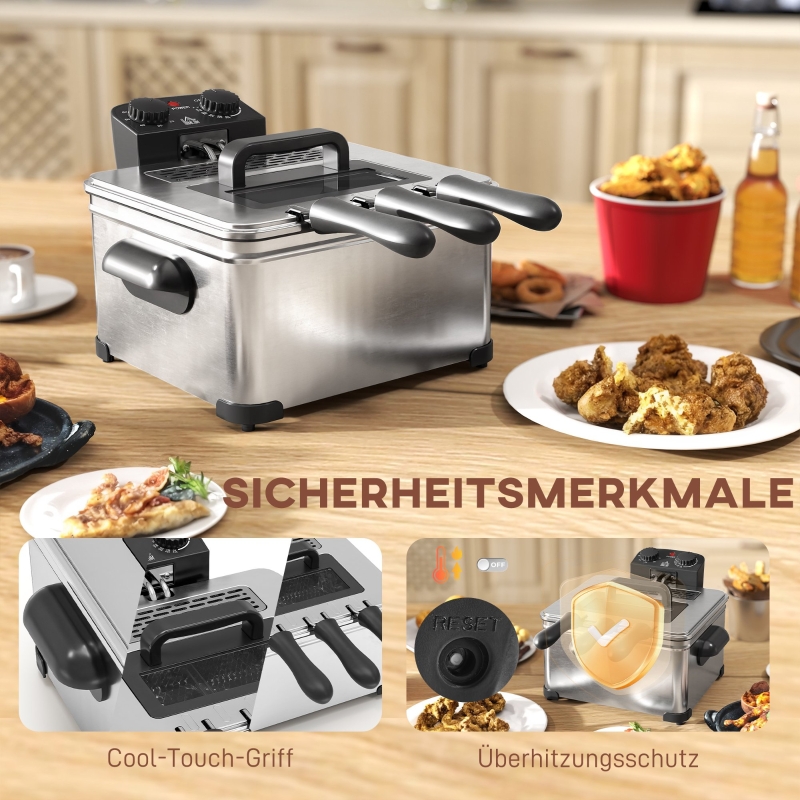 Friteuse inox 3 paniers vue générale