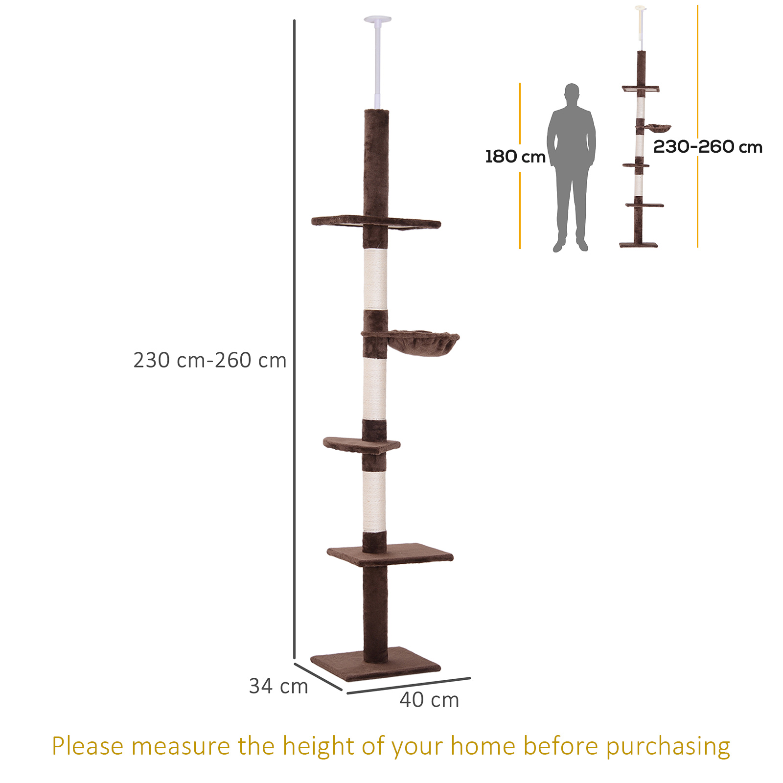 Dimensions du meuble griffoir à plusieurs niveaux