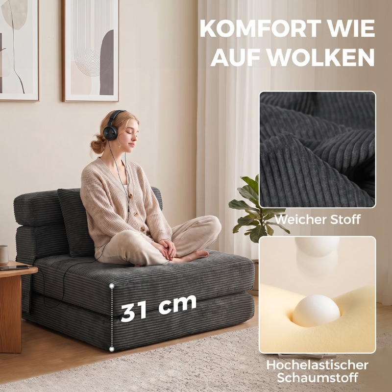 Détail du fauteuil convertible