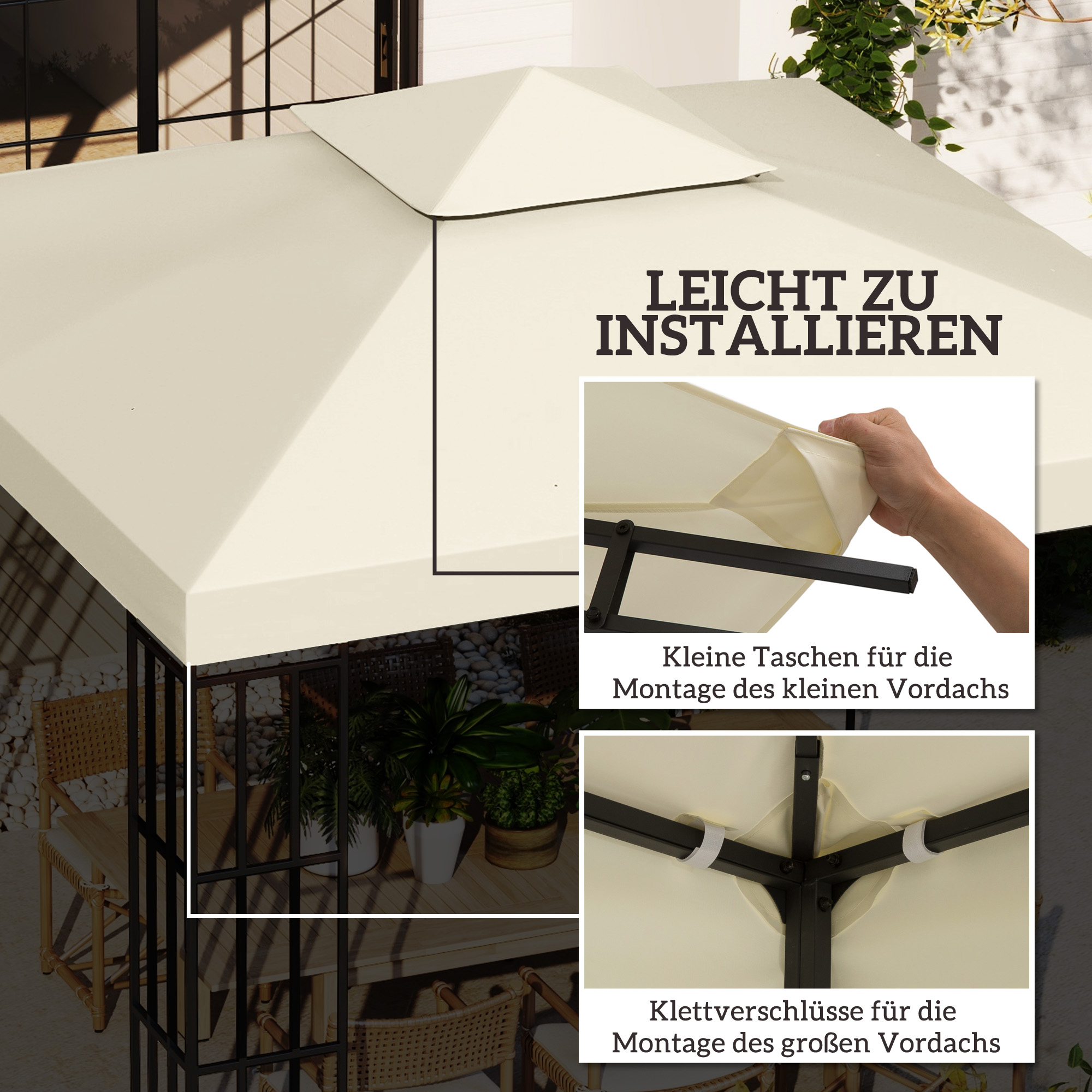 Bâche double‑toit remplacement pavillon 3×3 m vue générale