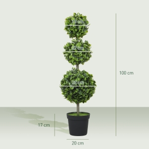 Dimensions H100 cm boules Ø18 / 22 / 28 cm pot Ø20×H17 cm