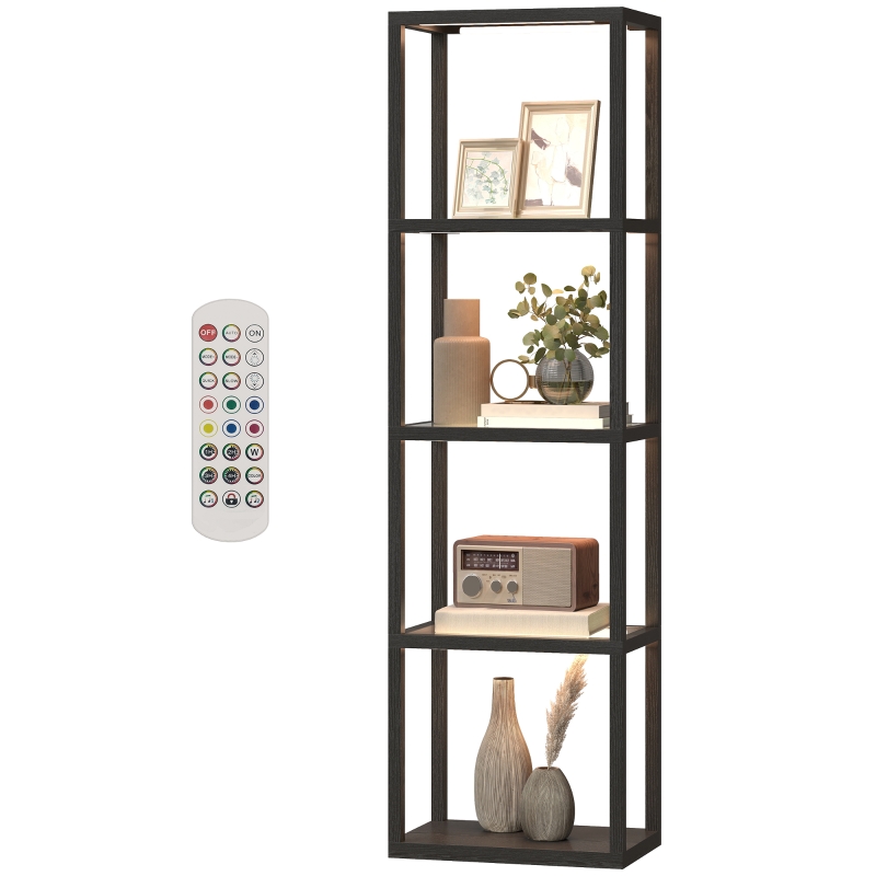 Lampadaire‑étagère RGB ambiance salon