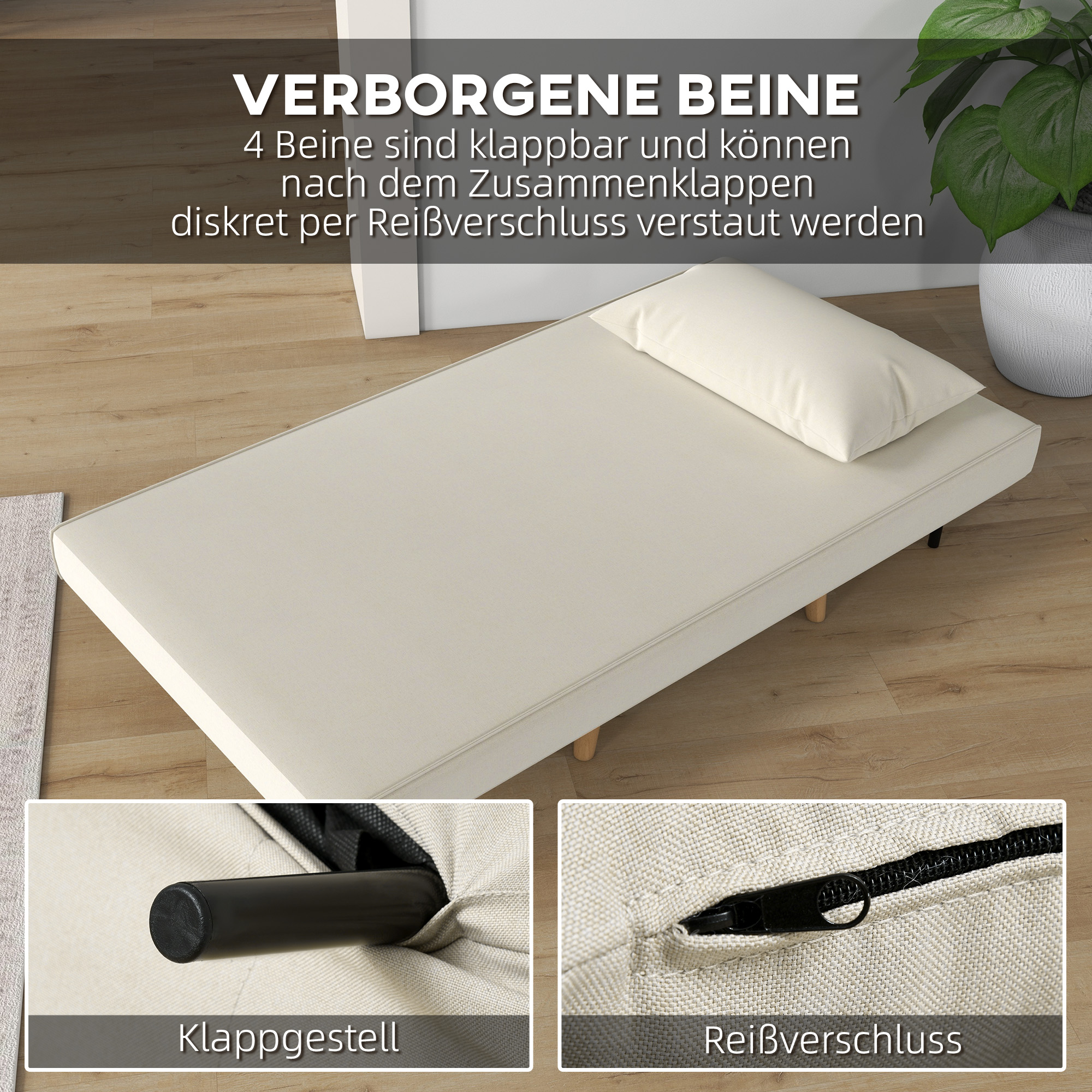 Détail du canapé convertible