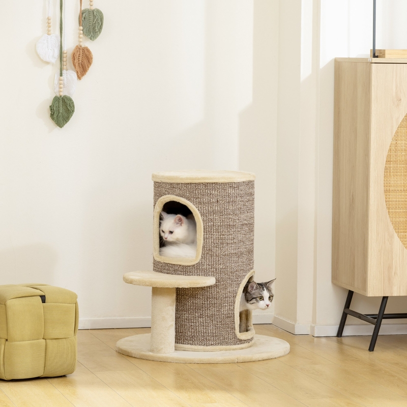 Katzenfass, Kratzbaum mit 2 Ebenen, Sprungplattfor