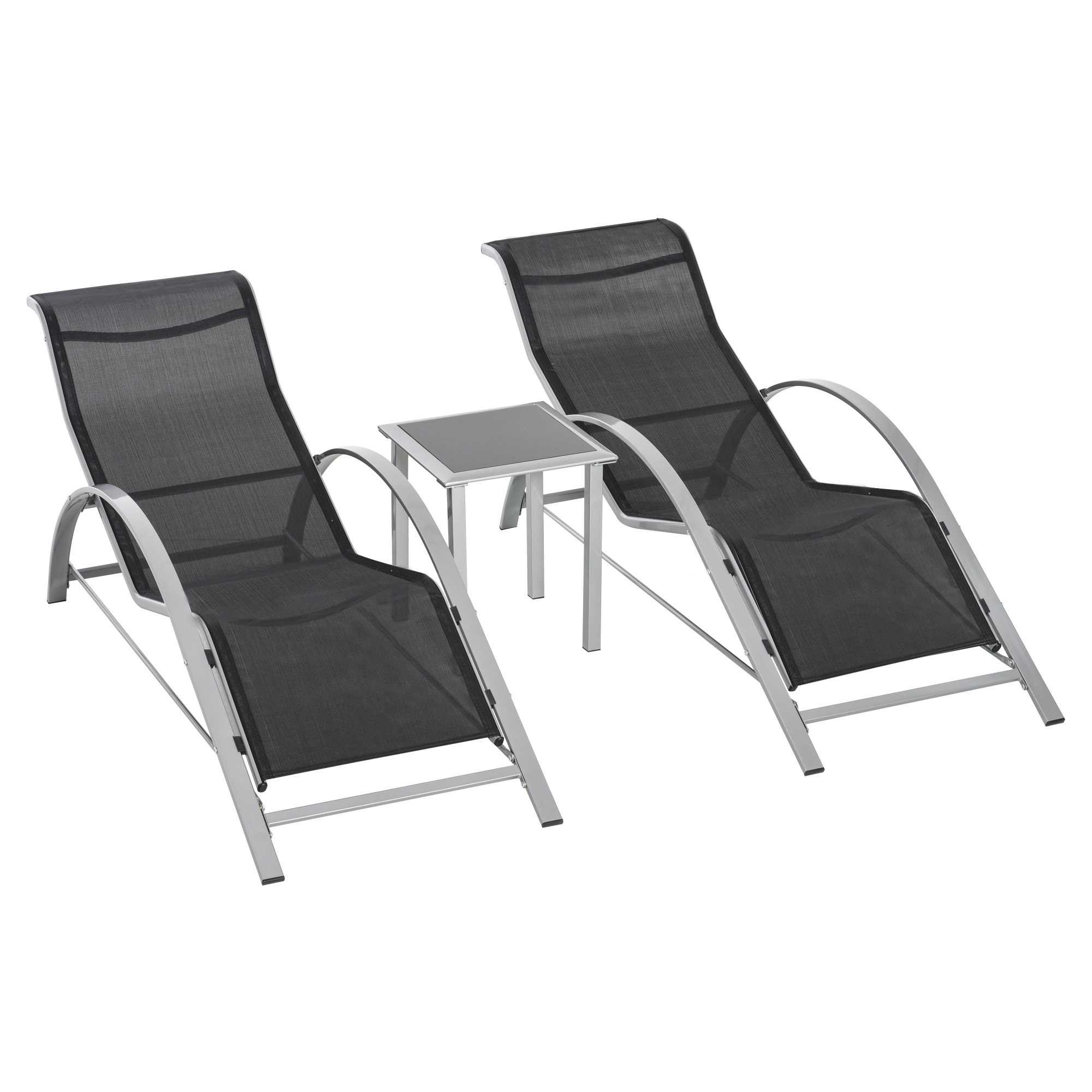 3-tlg Gartenliege mit Tisch Gartensitzgruppe Metal