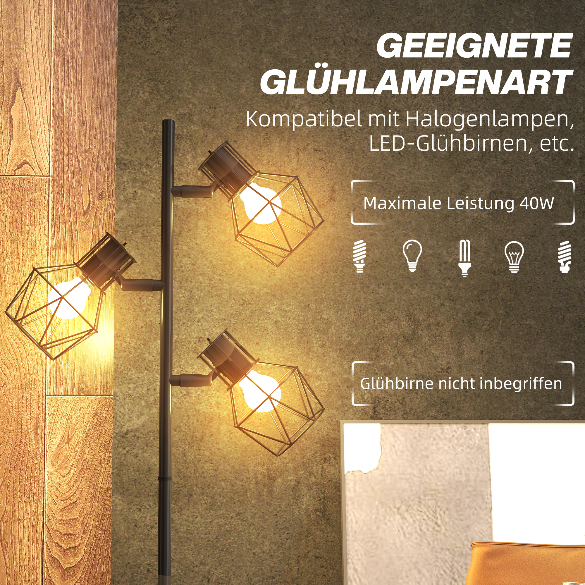 Lampadaire industriel ambiance salon