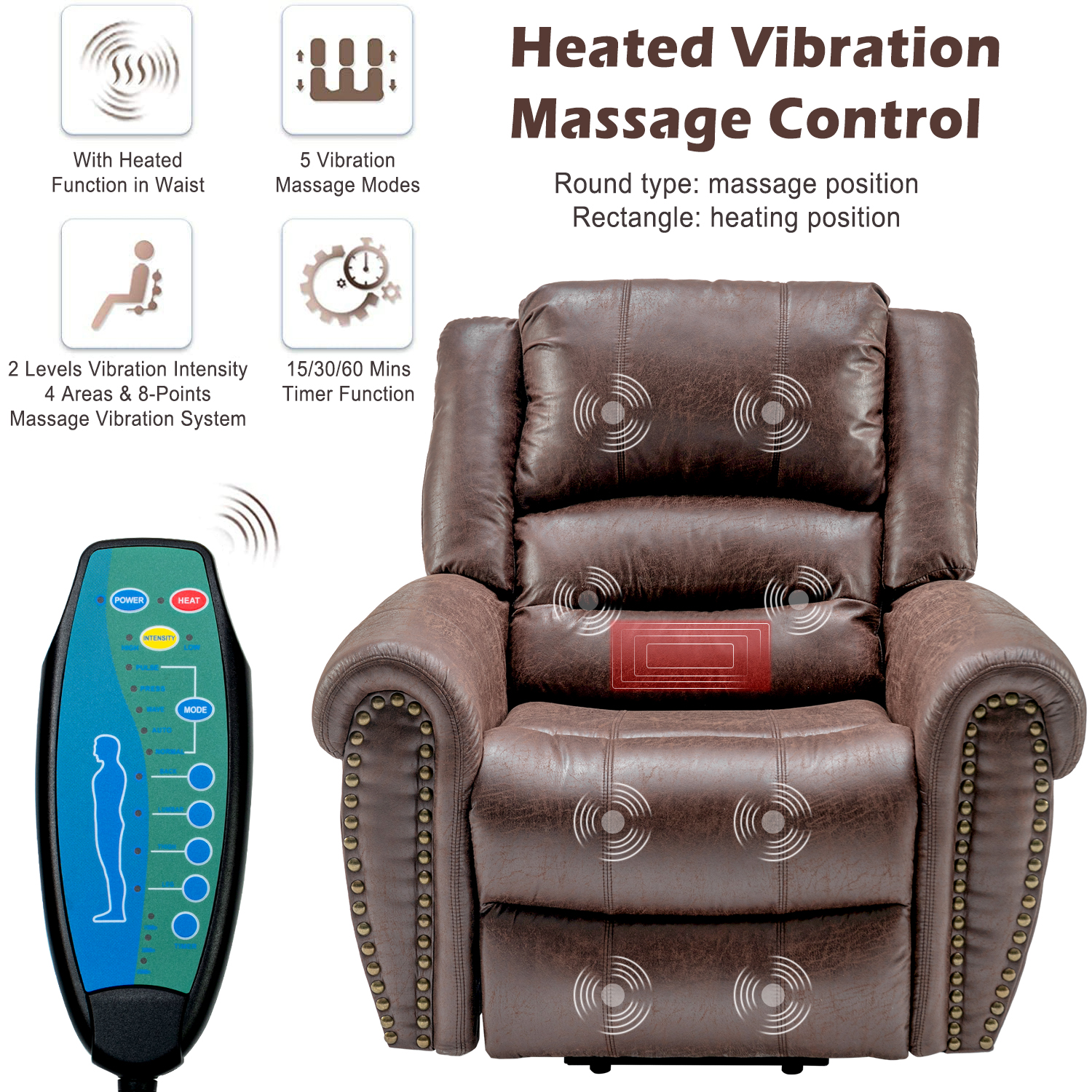 Large Power Lift Recliner Chairs with Massage and Heat for Elderly Big ...