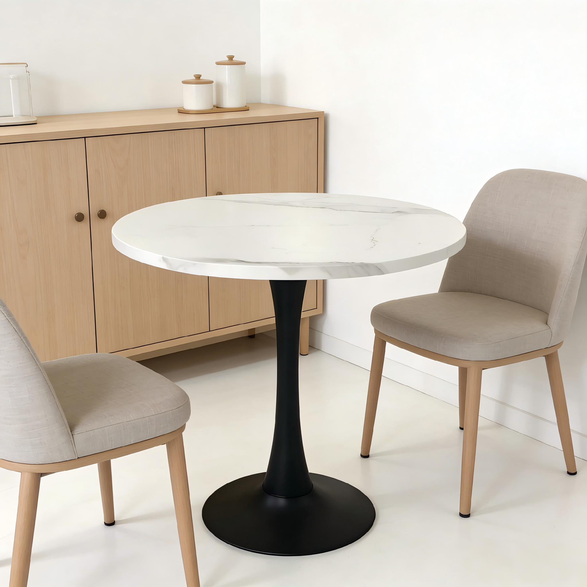 Table à manger, 80 x 80 x 76 cm, métal et bois, noir - vue 8