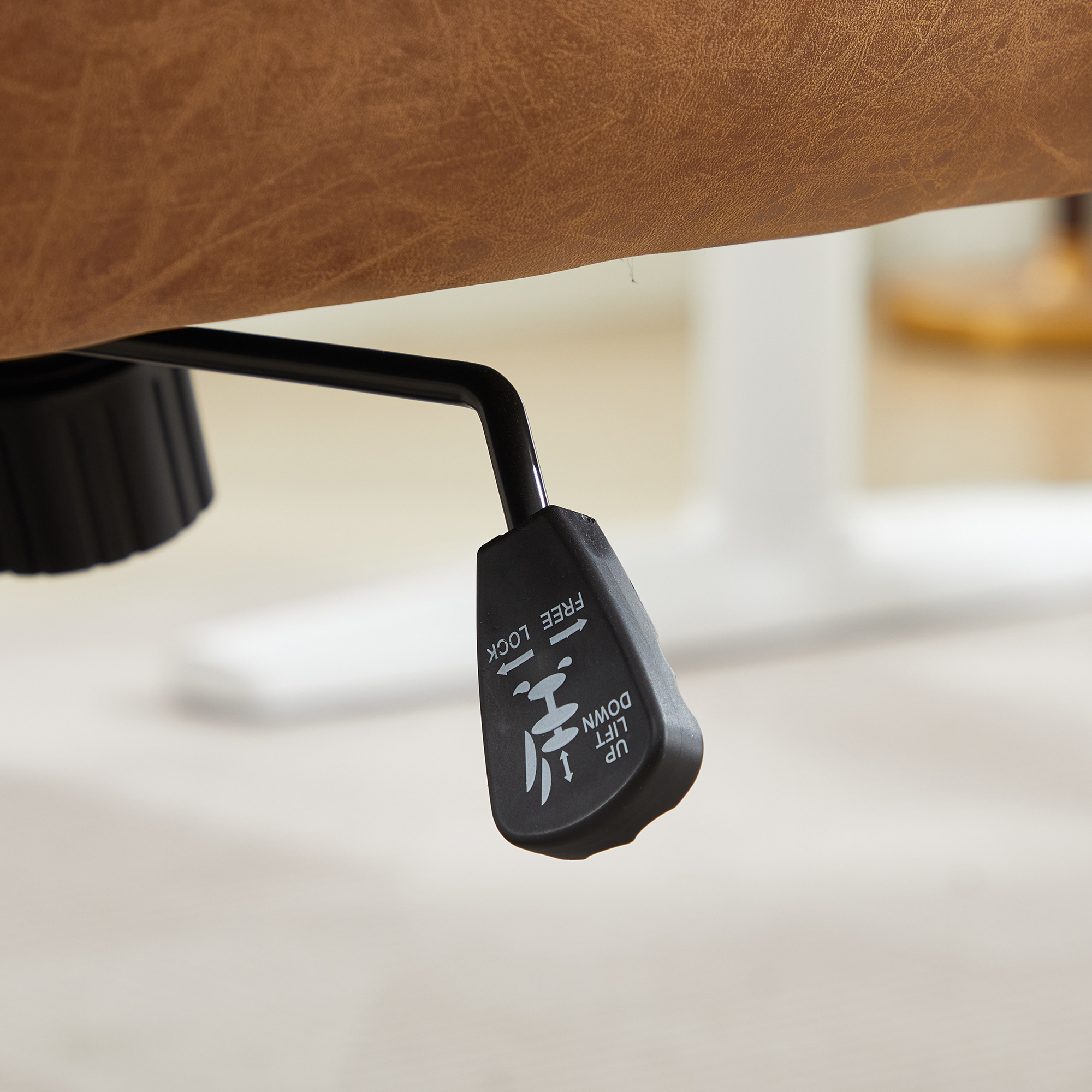 Chaise de bureau, 1 pièce, hauteur réglable, 71,58 x 60,5 x 102 cm, similicuir, noir - vue 5