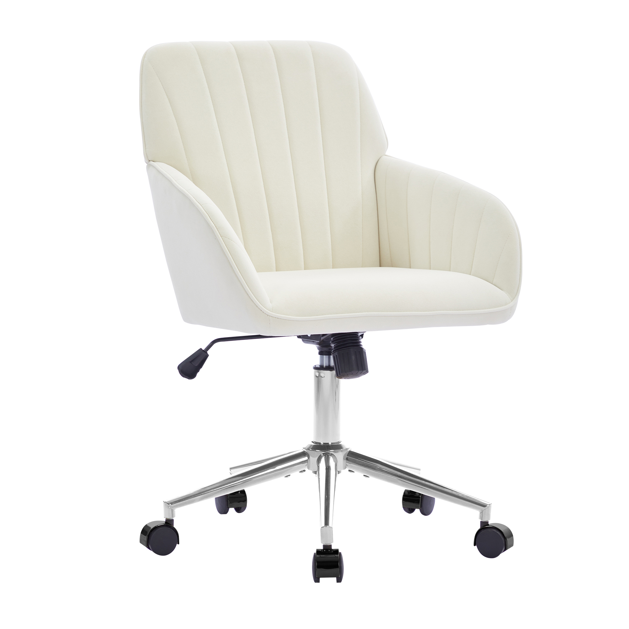Chaise de bureau, 1 pièce, hauteur réglable, 60 x 60 x 97 cm, velours, blanc - vue 3