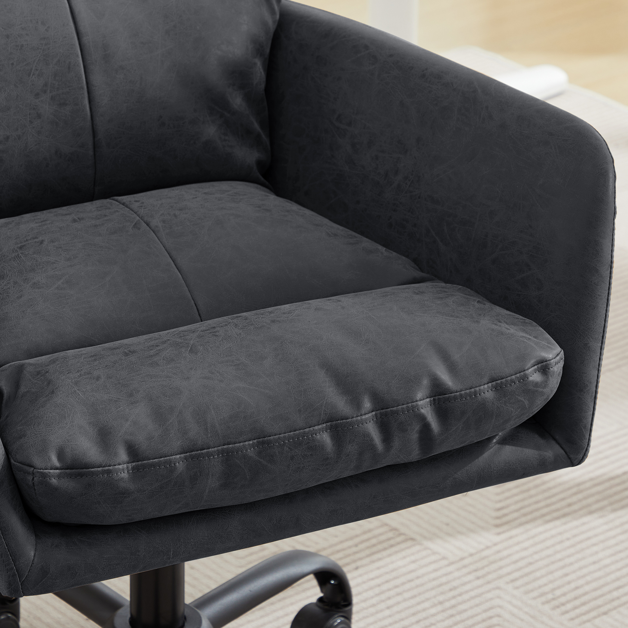 Chaise de bureau, 1 pièce, hauteur réglable, 71,58 x 60,5 x 102 cm, similicuir, noir - vue 6