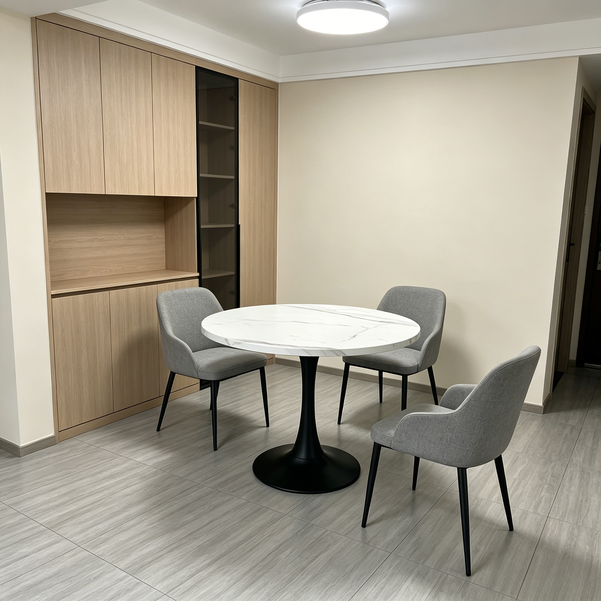 Table à manger, 80 x 80 x 76 cm, métal et bois, noir - vue 4