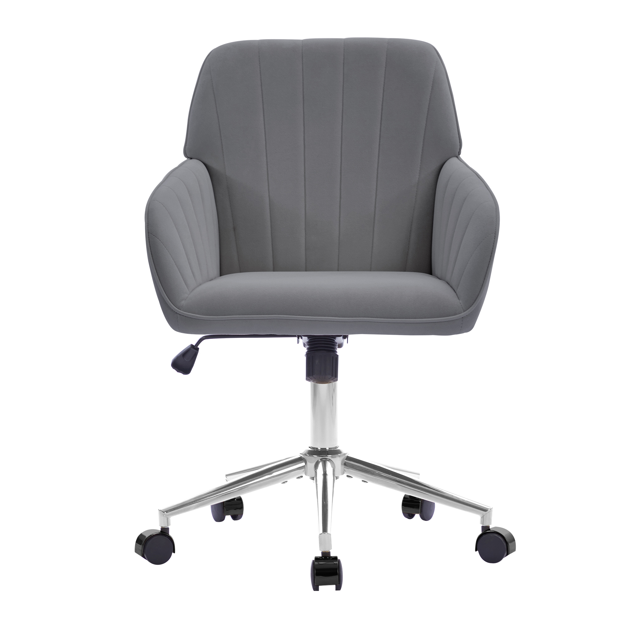 Chaise de bureau, 1 pièce, hauteur réglable, 60 x 60 x 97 cm, velours, gris - vue 4