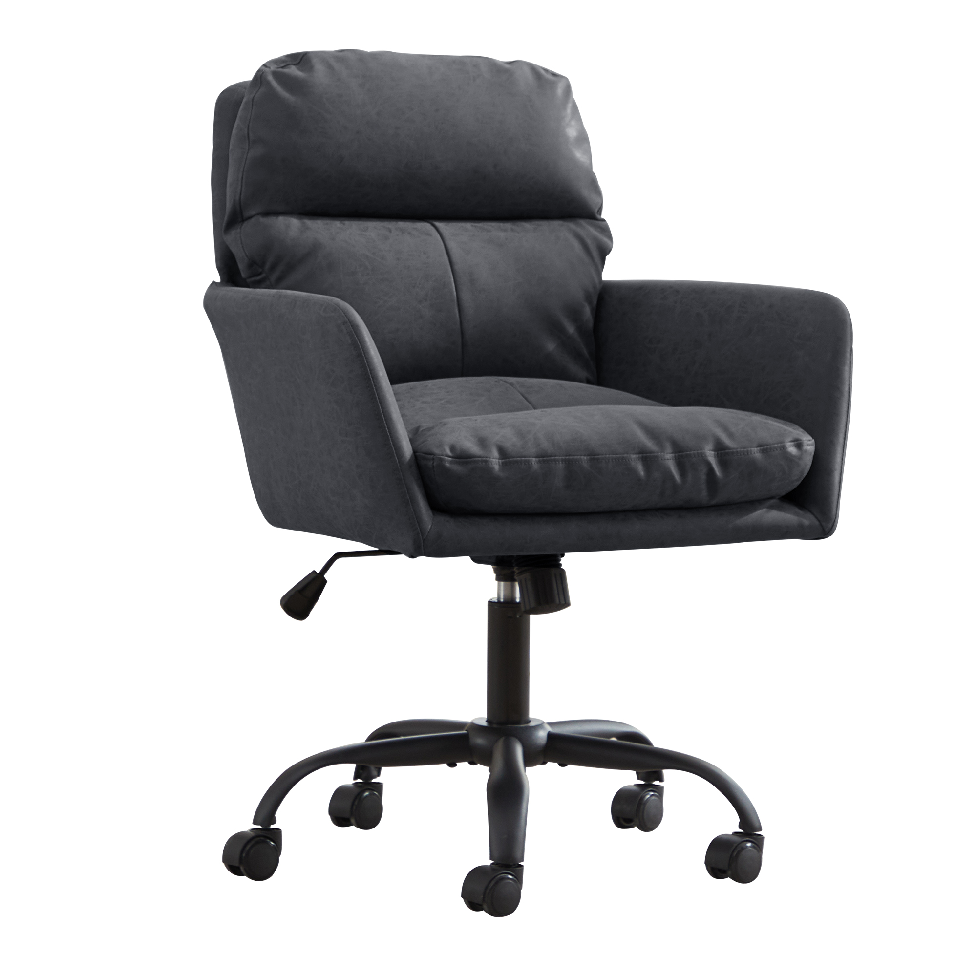 Chaise de bureau, 1 pièce, hauteur réglable, 71,58 x 60,5 x 102 cm, similicuir, noir - vue 4