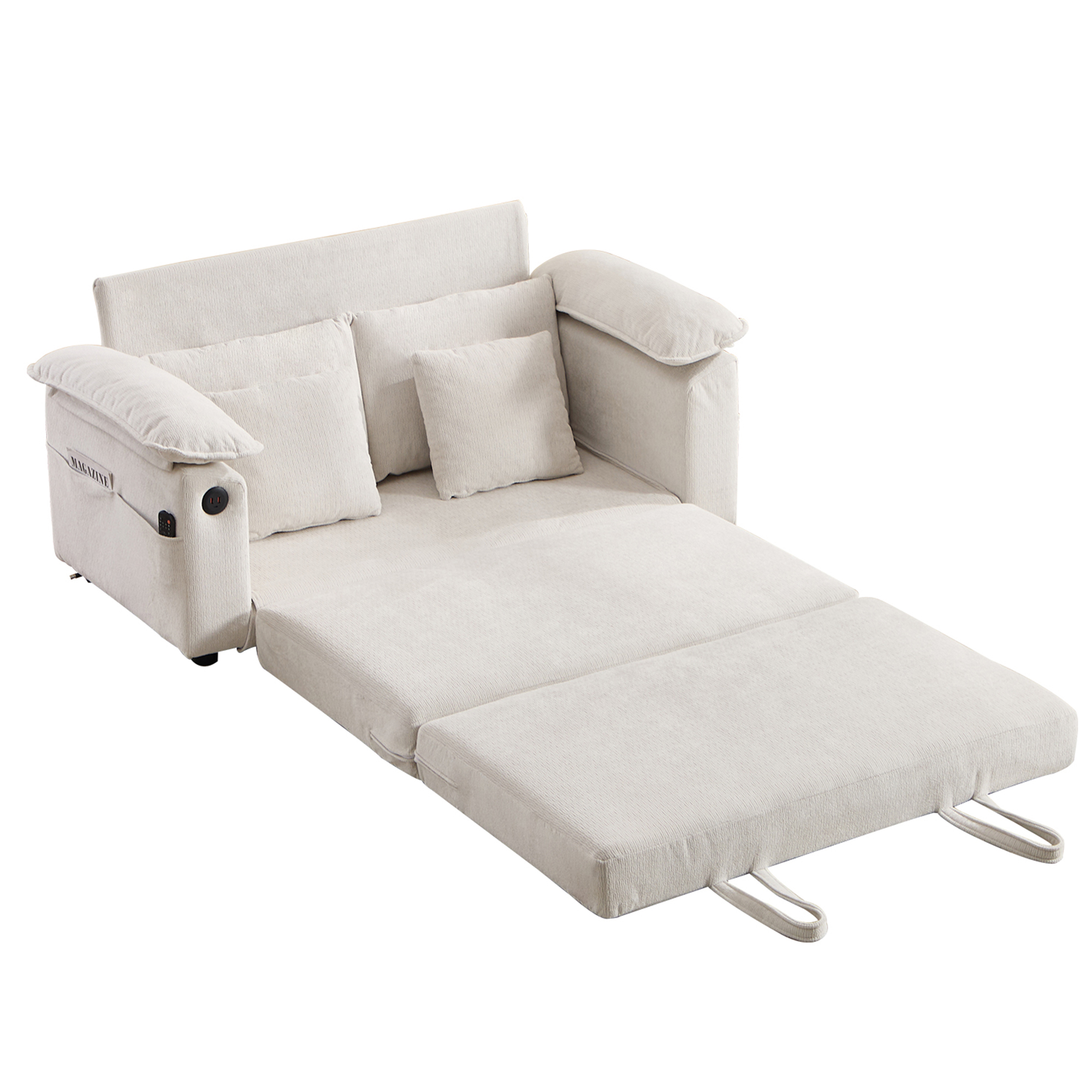 Fauteuil lounge en cuir véritable avec pieds en bois massif, Blanc, 135 x 66 x 80 cm 🪑 - points forts 1