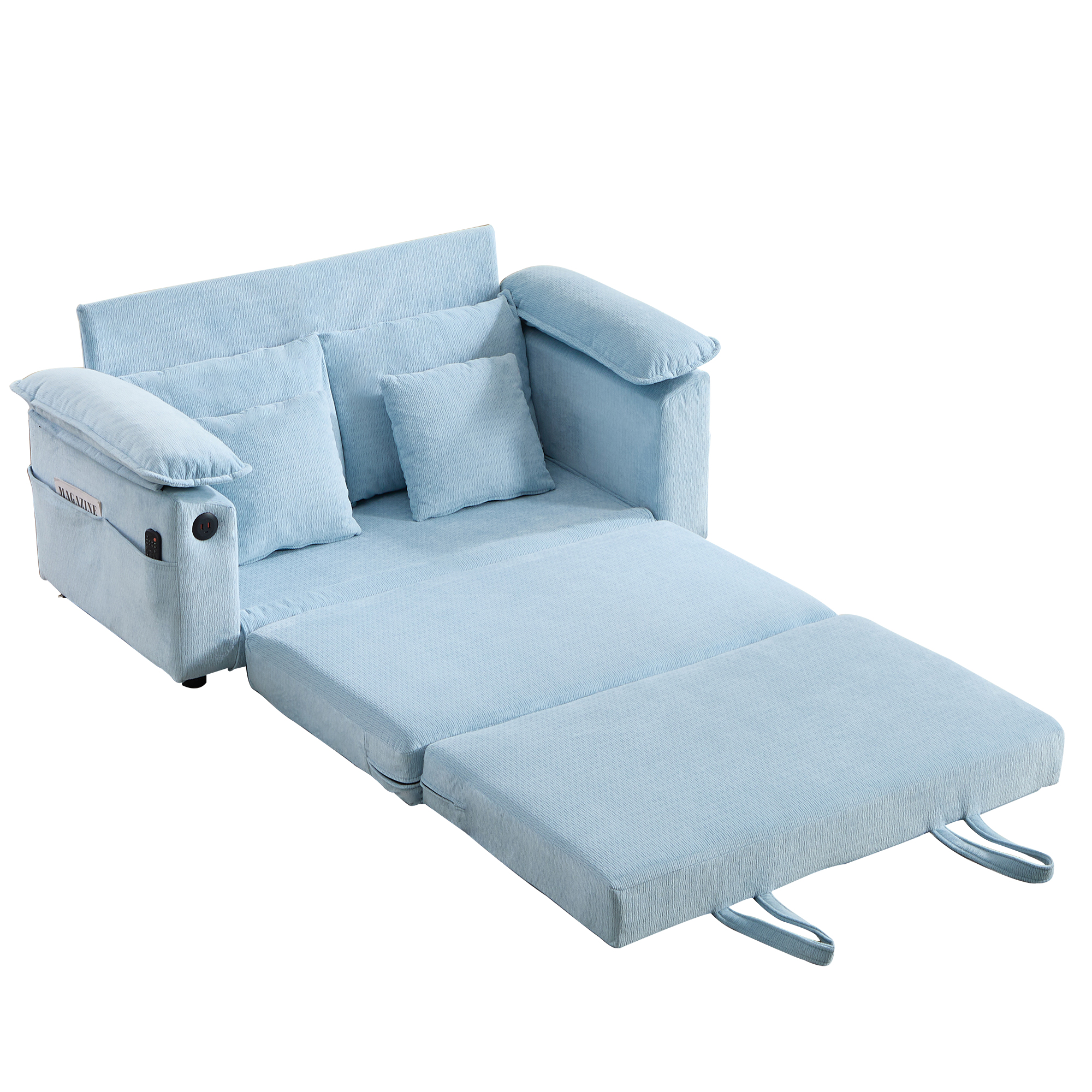 Fauteuil lounge en cuir véritable avec pieds en bois massif, Bleu, 135 x 66 x 80 cm 🪑 - points forts 1