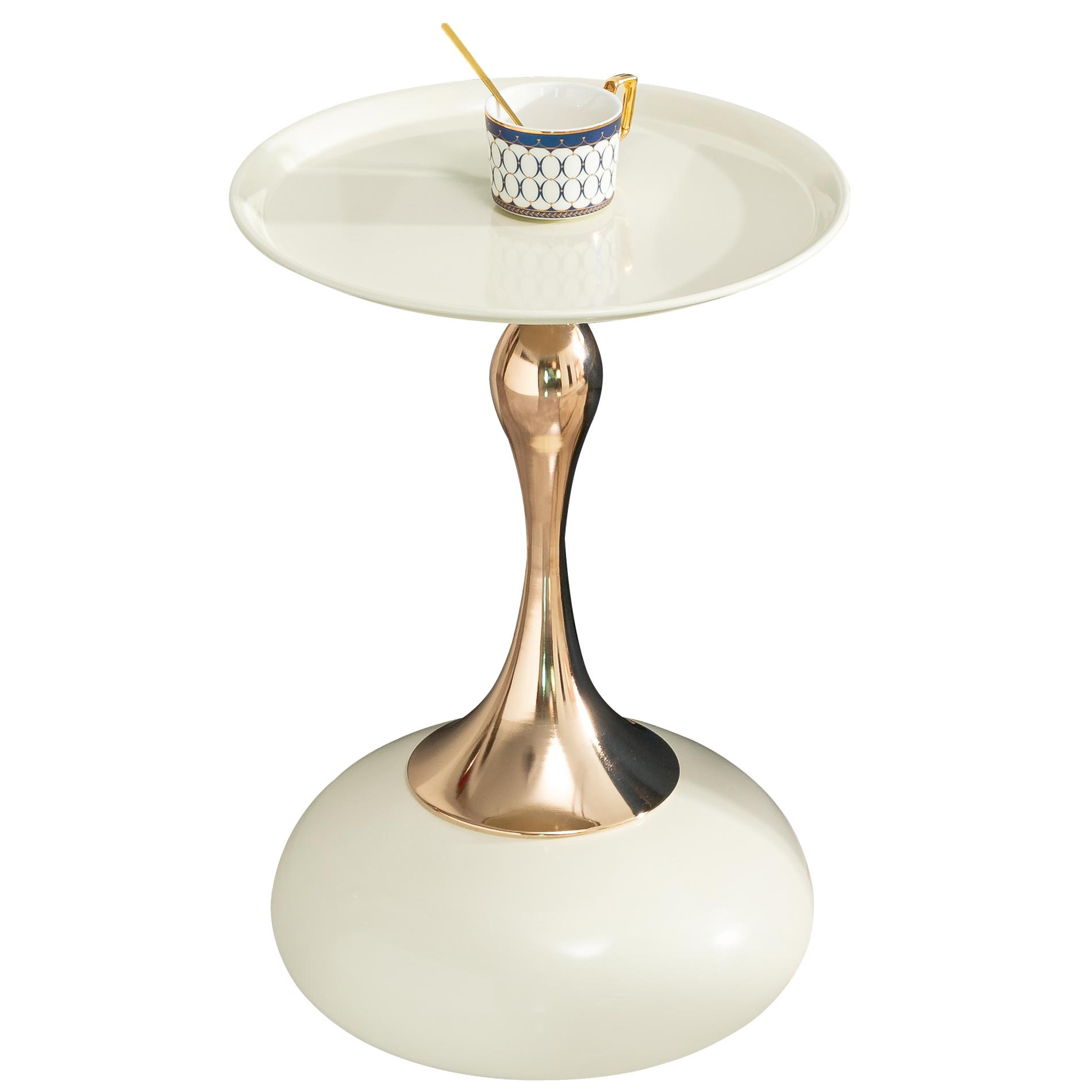 Table d’appoint ronde, table basse Ø 38 cm, acier, Blanc