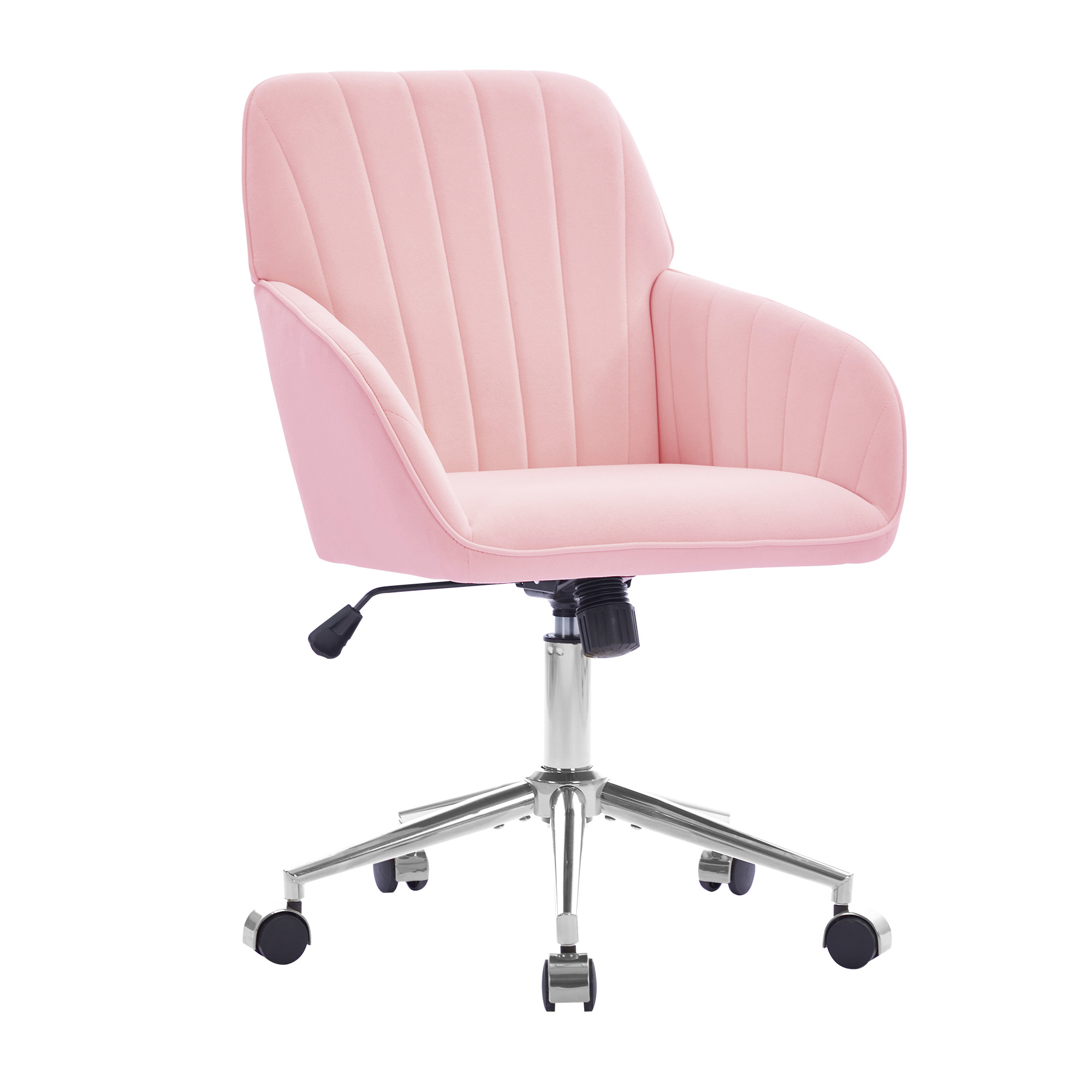 Chaise de bureau, 1 pièce, hauteur réglable, 60 x 60 x 97 cm, velours, rose - vue 4