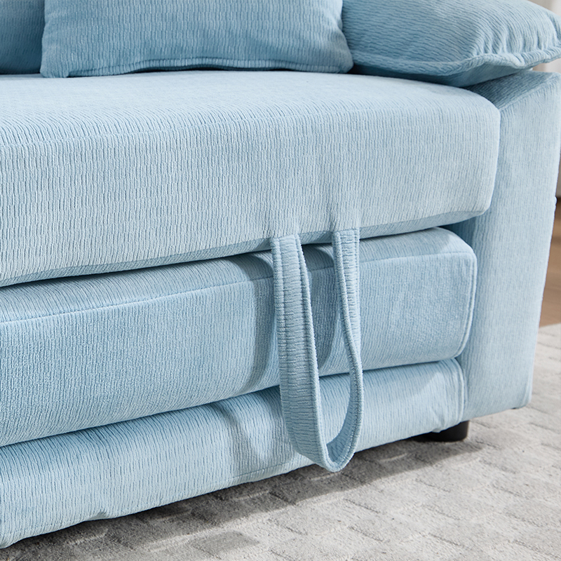 Fauteuil lounge en cuir véritable avec pieds en bois massif, Bleu, 135 x 66 x 80 cm 🪑 - spécifications 1