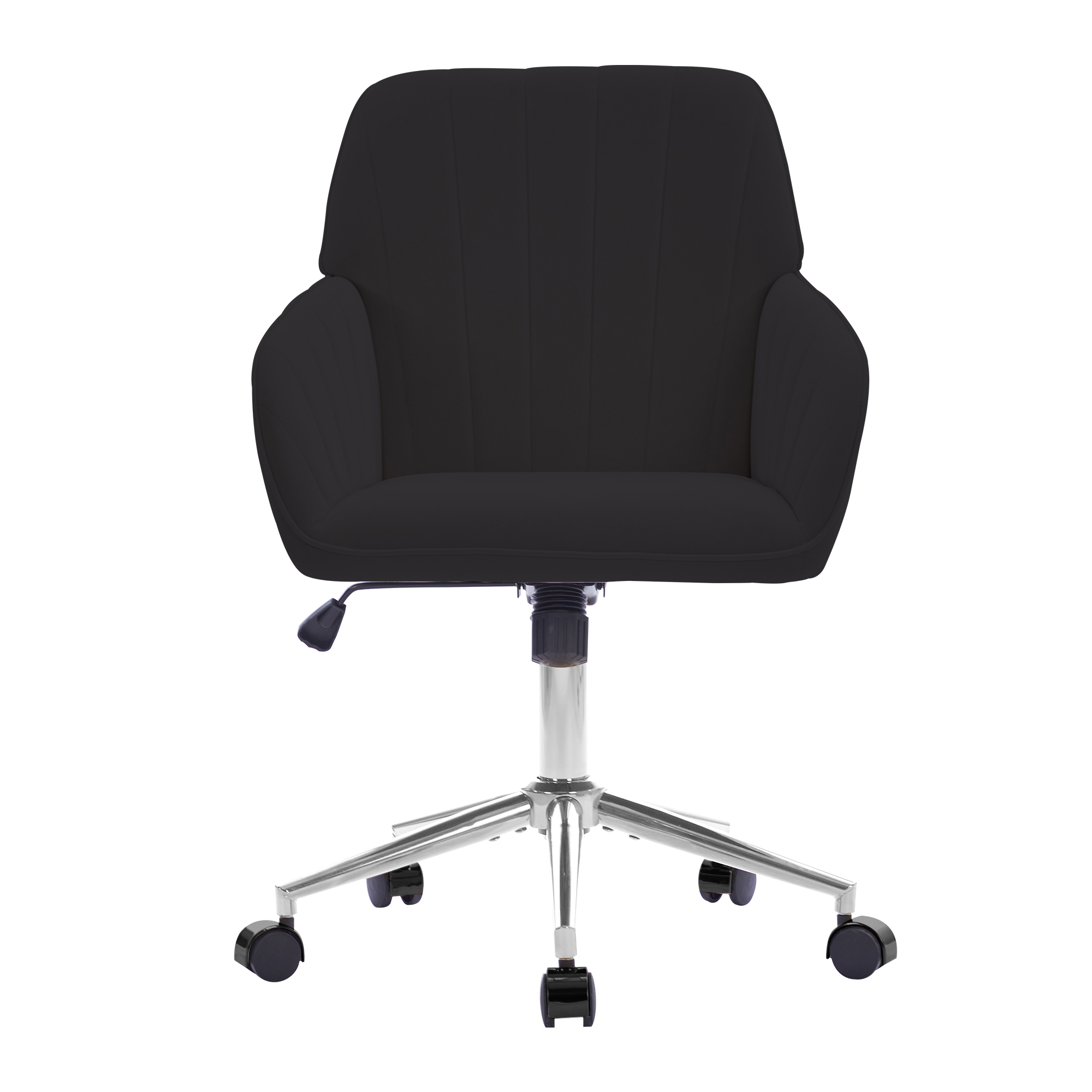 Chaise de bureau, 1 pièce, hauteur réglable, 60 x 60 x 97 cm, velours, noir - vue 4