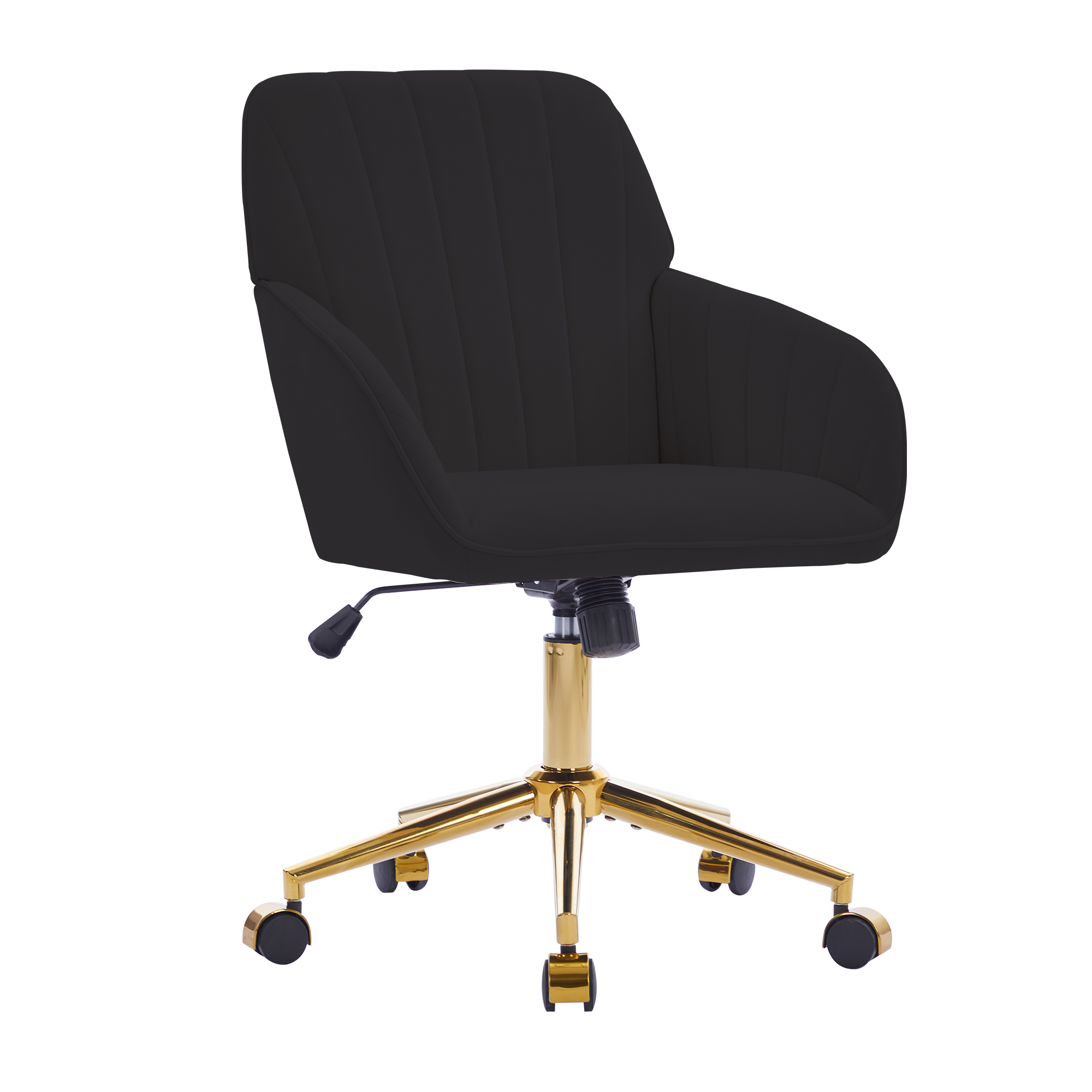 Chaise de bureau, 1 pièce, hauteur réglable, 60 x 60 x 97 cm, velours, noir - vue 5