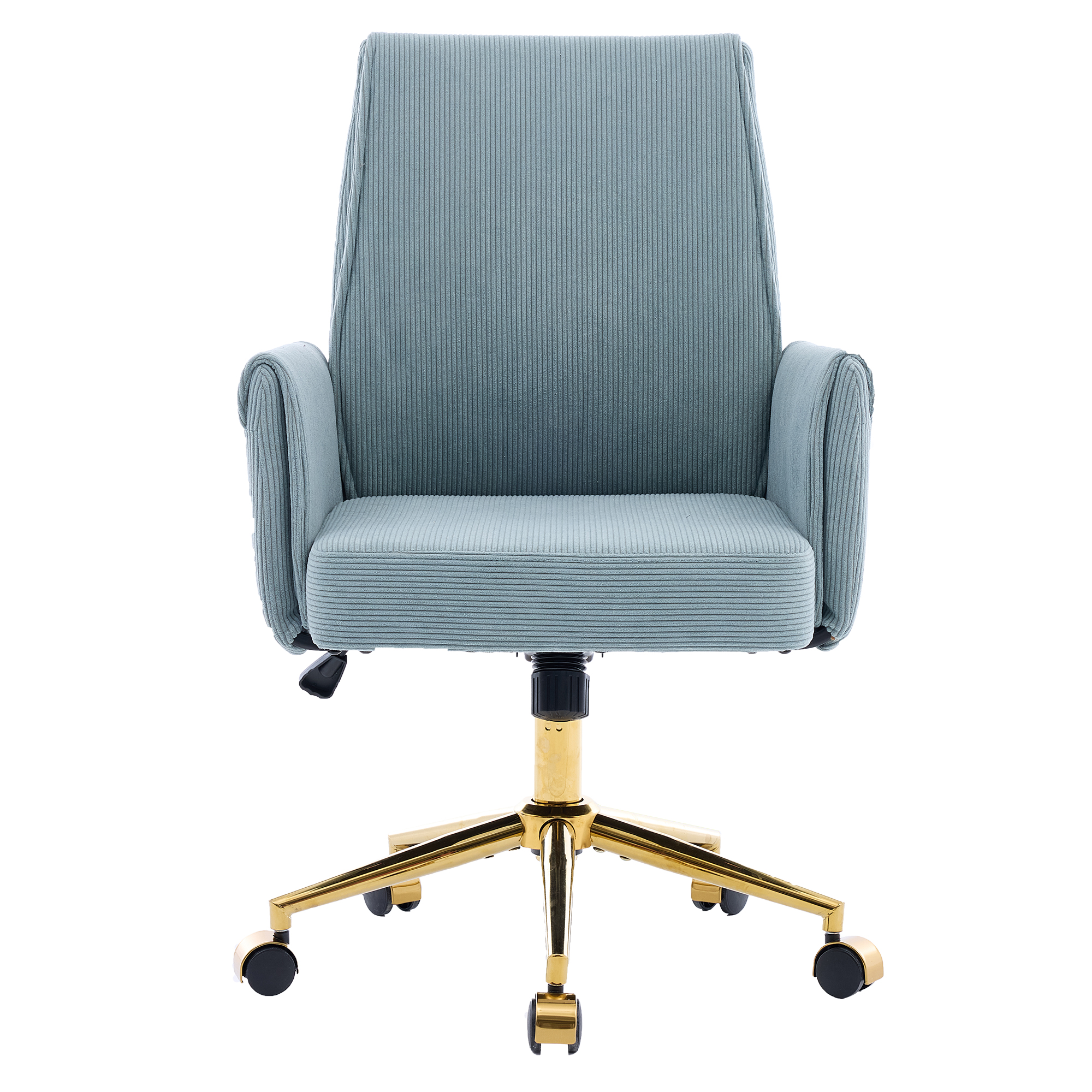 Chaise de bureau, 1 pièce, hauteur réglable, 65 x 63 x 107 cm, velours côtelé, bleu - vue 6