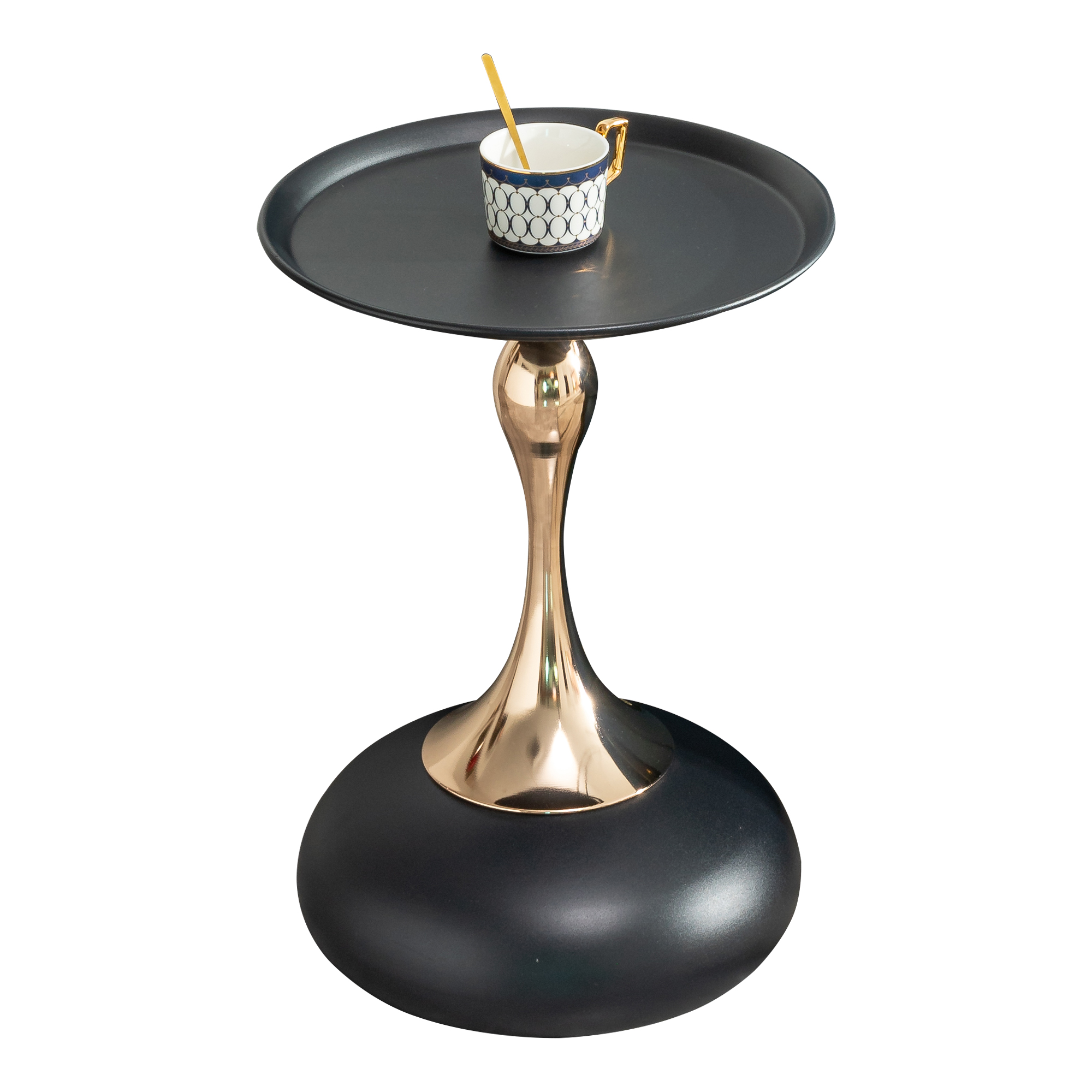 Table d’appoint ronde, table basse Ø 38 cm, acier, Noir