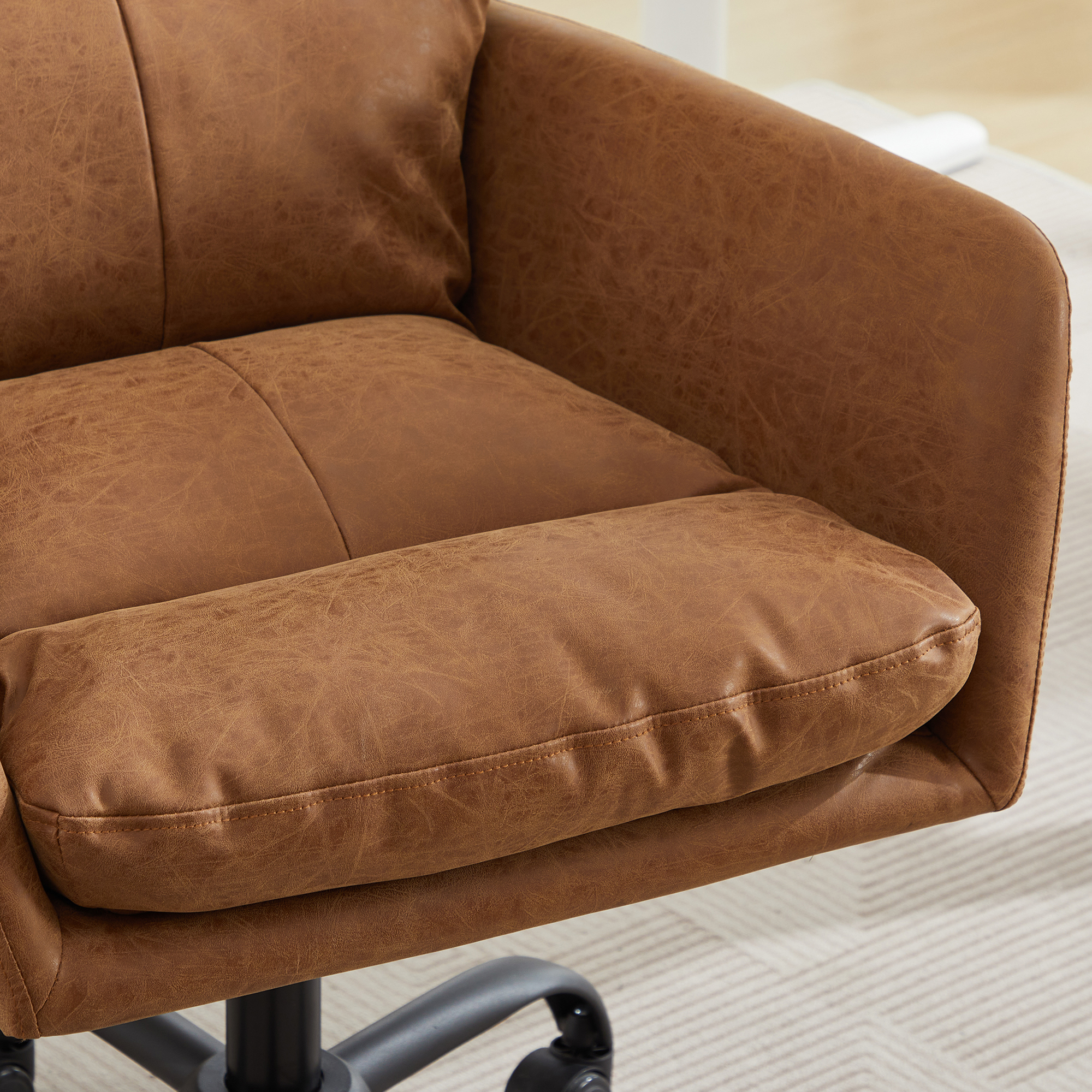 Chaise de bureau, 1 pièce, hauteur réglable, 71,58 x 60,5 x 102 cm, similicuir, noir - vue 4
