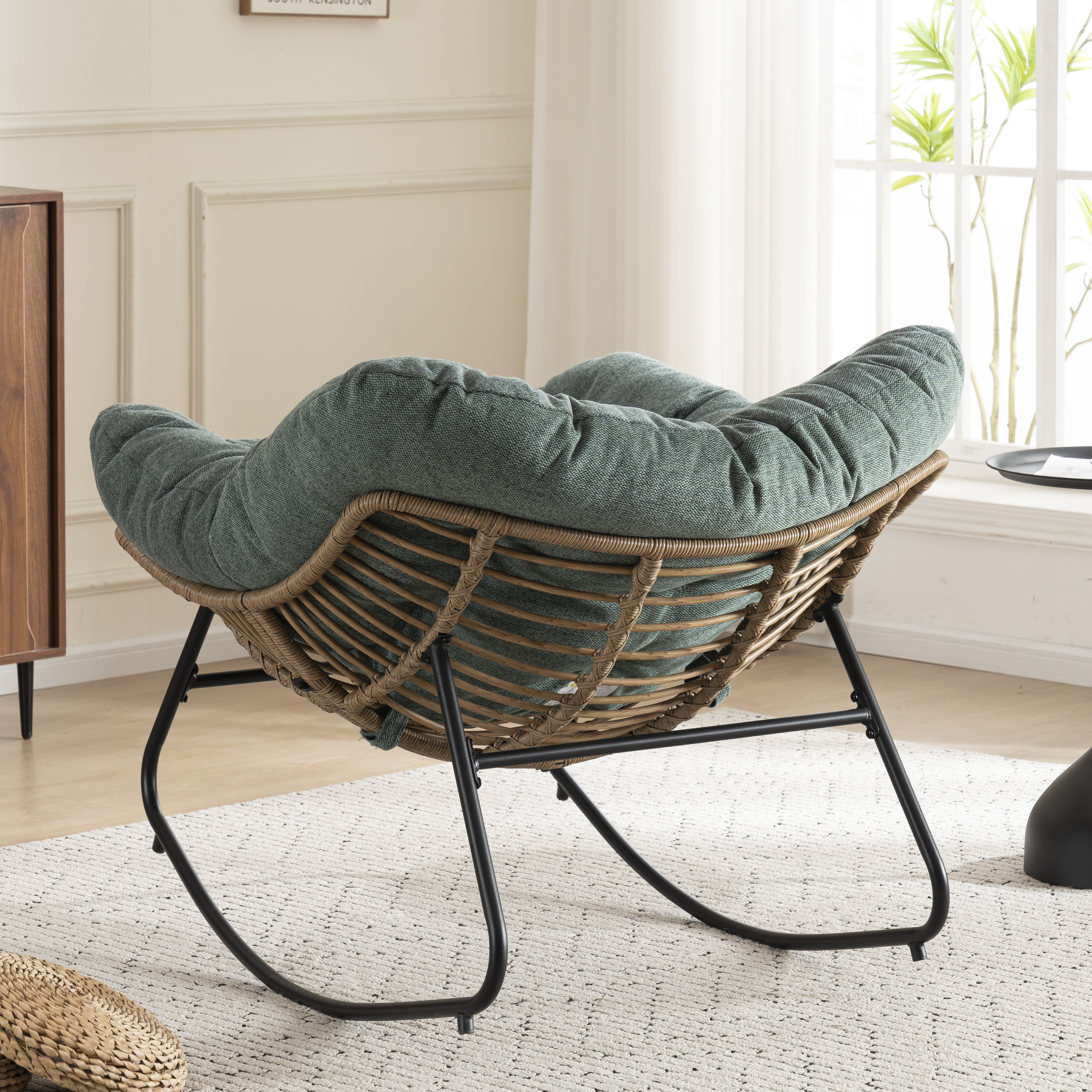 Fauteuil à bascule vert en Chenille - vue 3