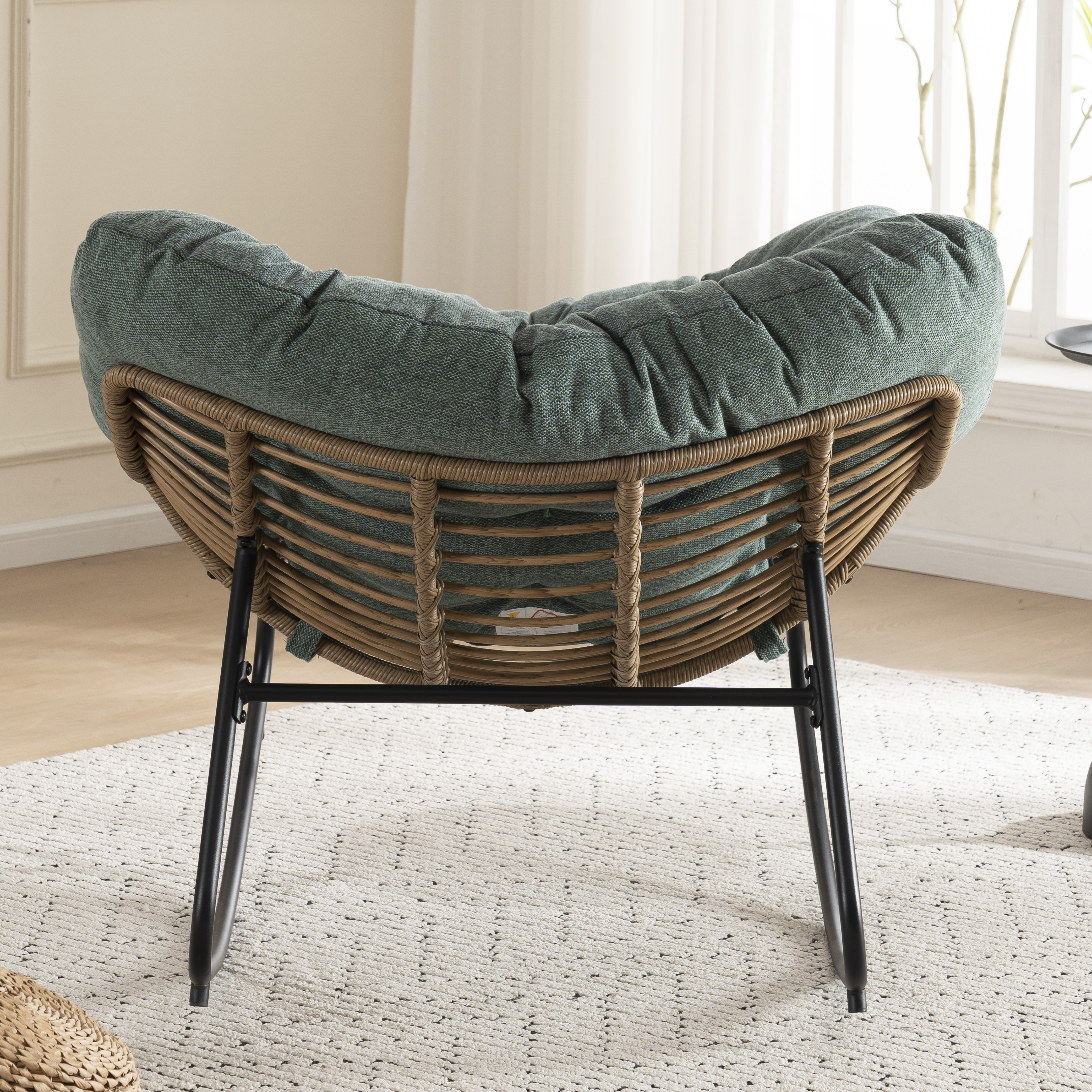 Fauteuil à bascule vert en Chenille - vue 4
