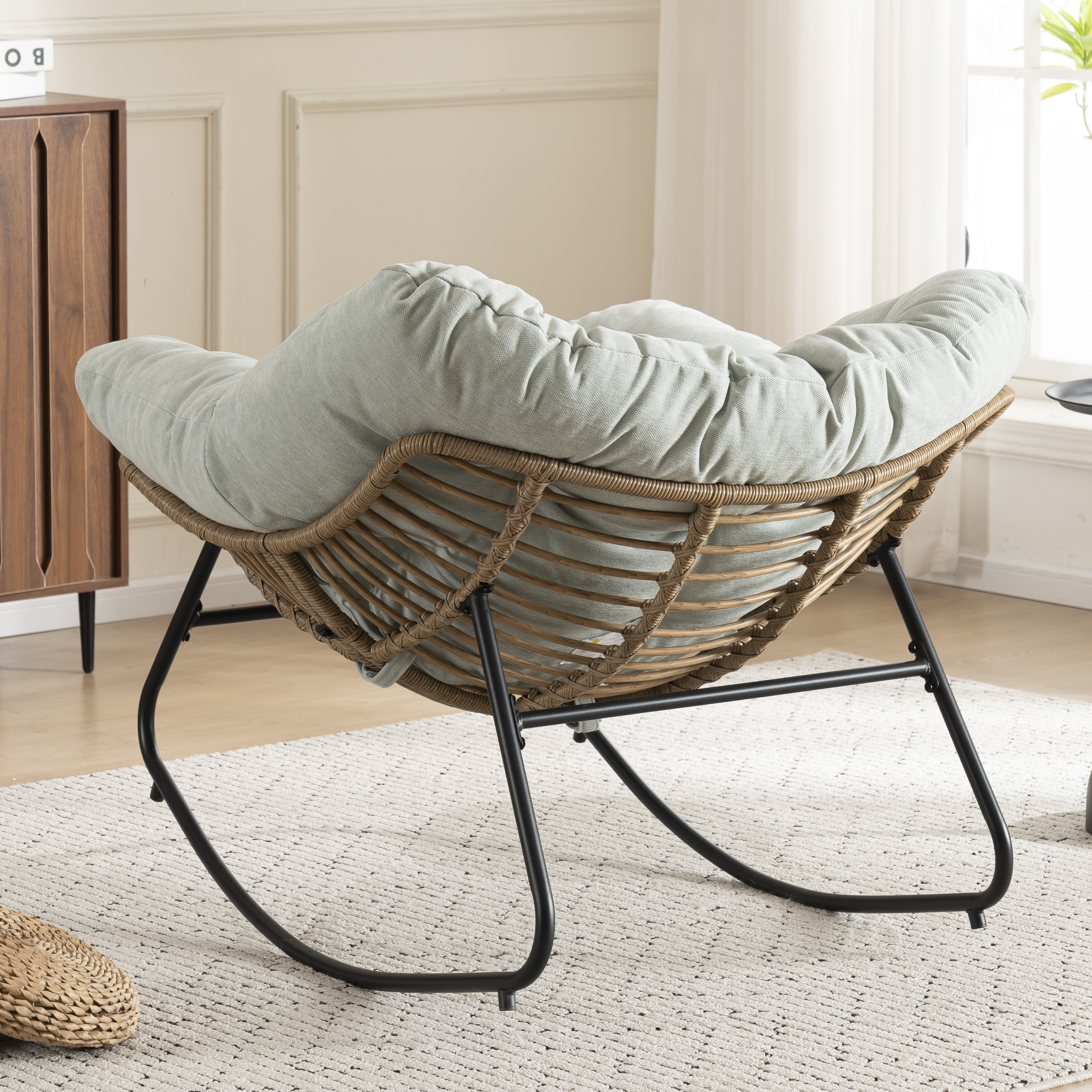 Fauteuil à bascule bleu en Chenille - vue 2