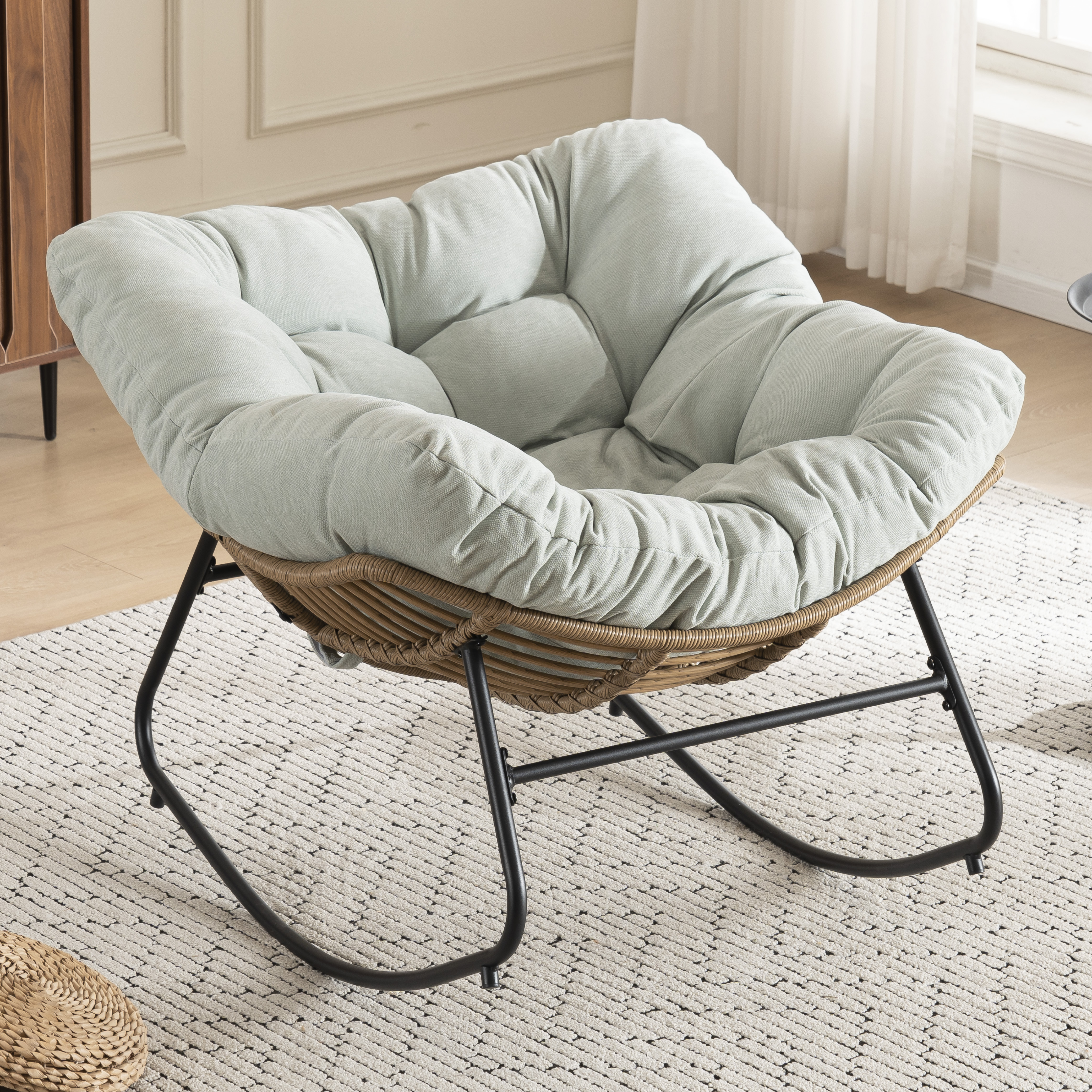 Fauteuil à bascule bleu en Chenille - vue 1