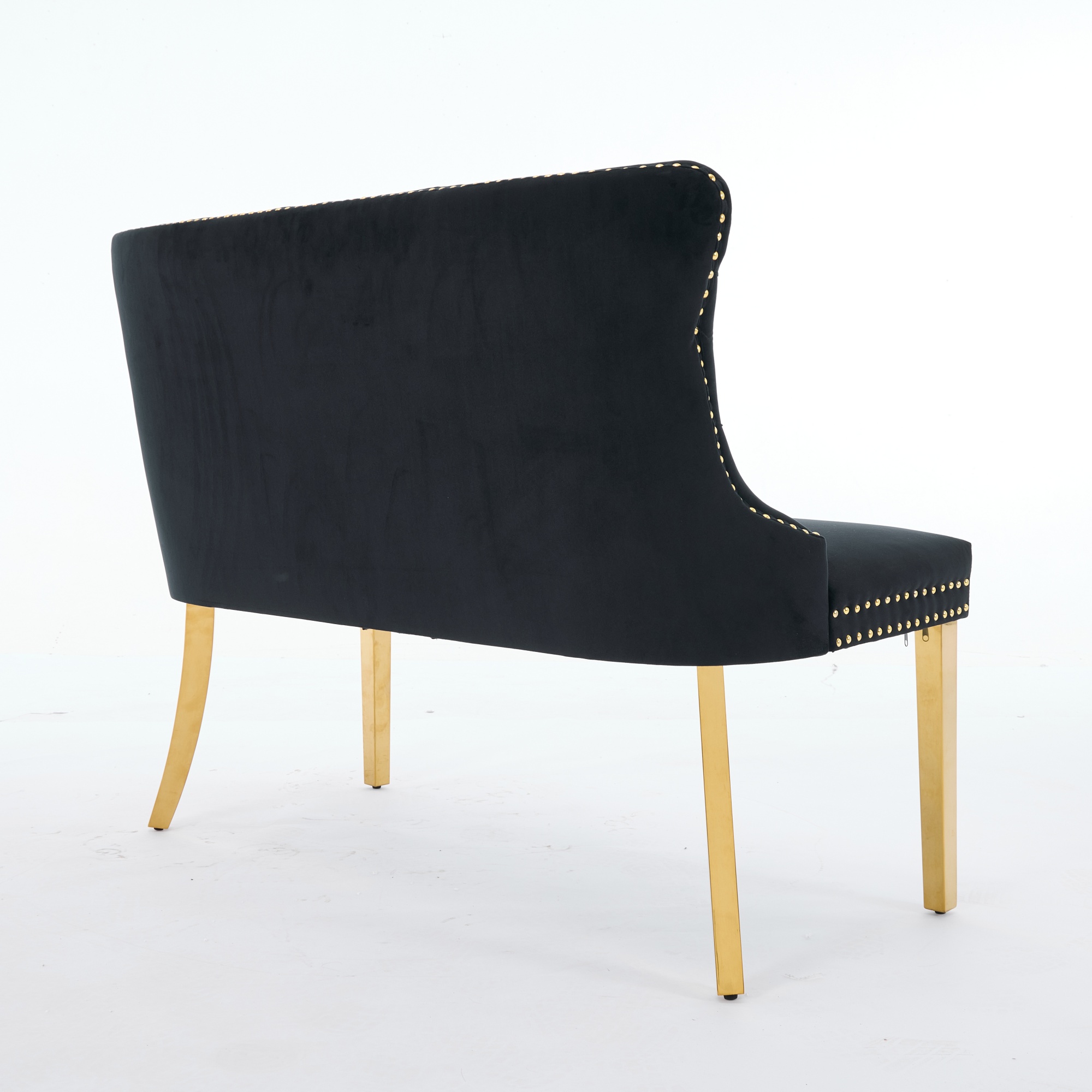Tabouret de bar en velours avec dossier haut et ri - image 1