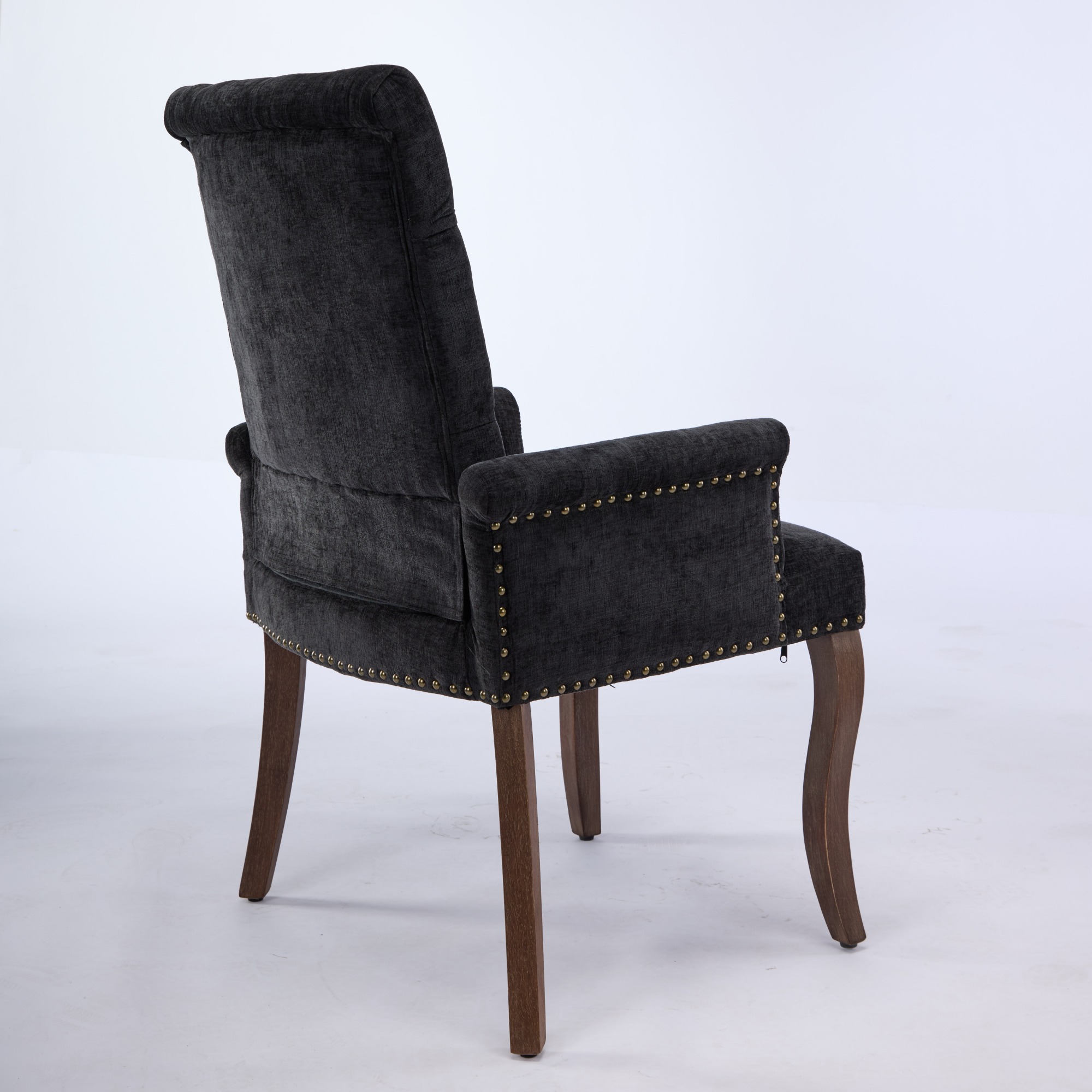 Chaise avec accoudoirs en bois massif, tissu chenille, dossier losange à boutons, capacité 300 lbs, pour salle à manger et salon, design classique, confort supérieur, durabilité, style élégant, stabilité, facile entretien - image 6