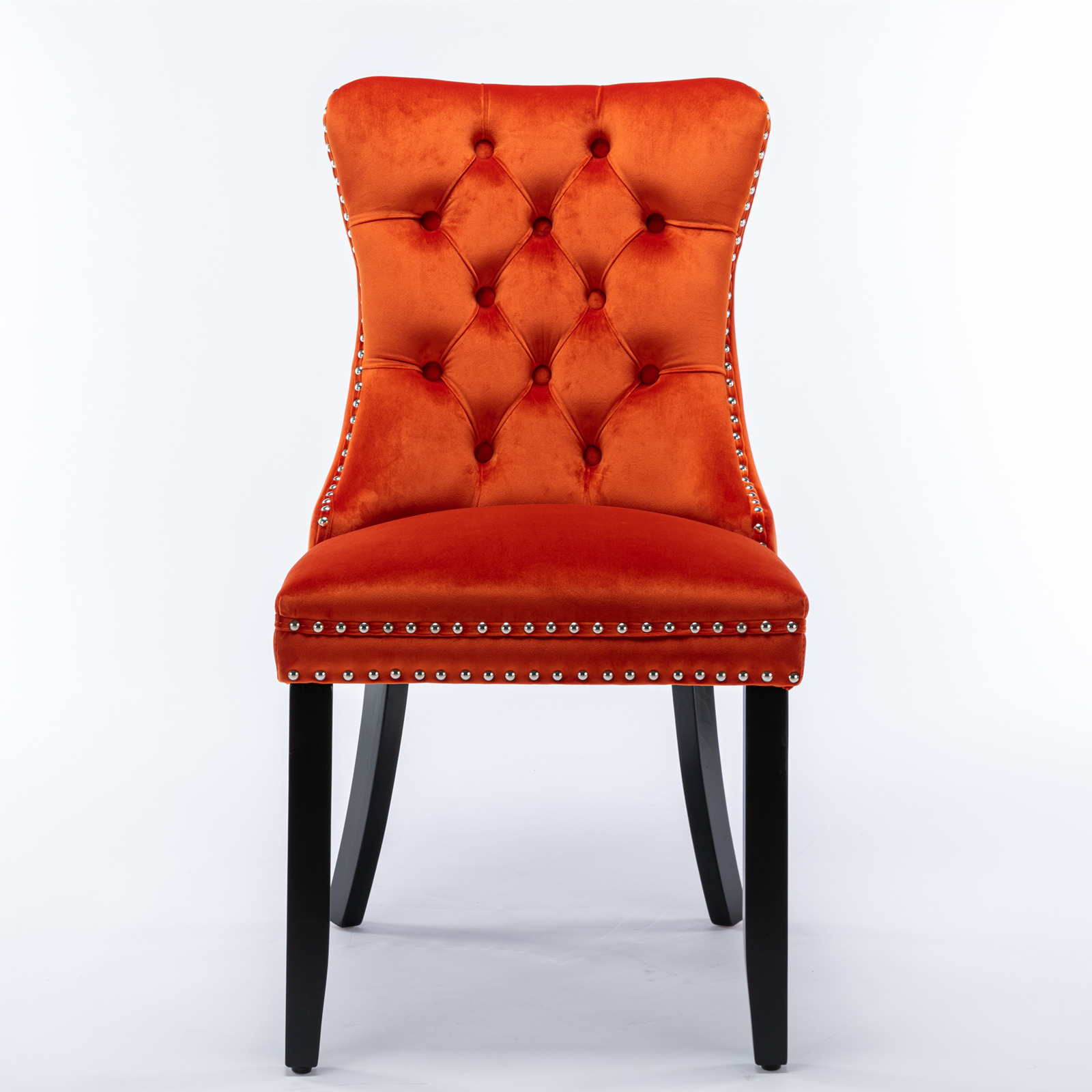Chaise de salle à manger, lot de 2, finition capitonnée, 65 x 50 x 95 cm, tissu rembourré et bois massif, bois naturel - vue 2
