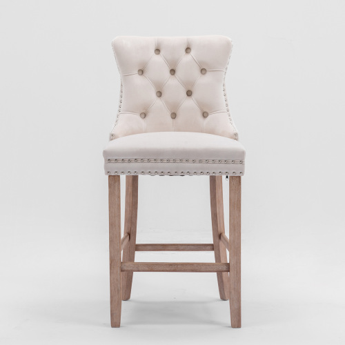 Chaise de bar en velours - Détail de la structure en bois