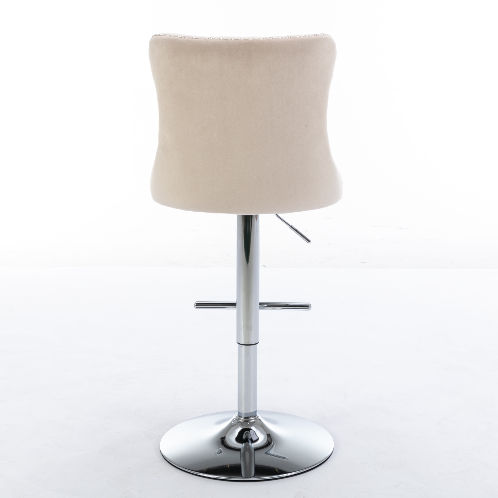 Tabouret de bar, lot de 2, rotation à 360°, finition capitonnée, 46 x 46 x 115 cm, velours, beige - vue 5