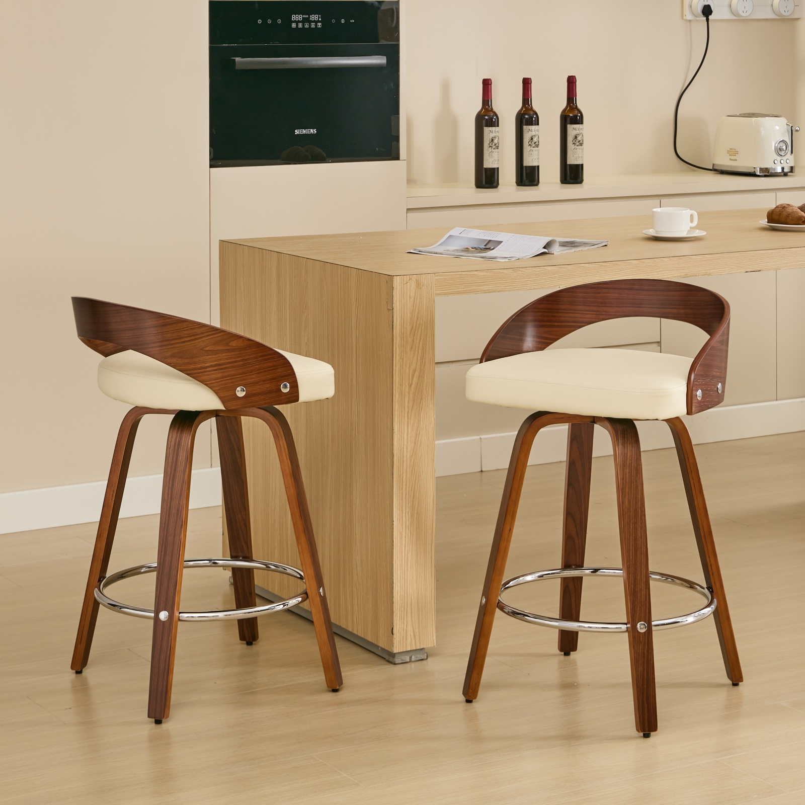 Bar Stools Set of 2, Swivel Bar Height Stools with