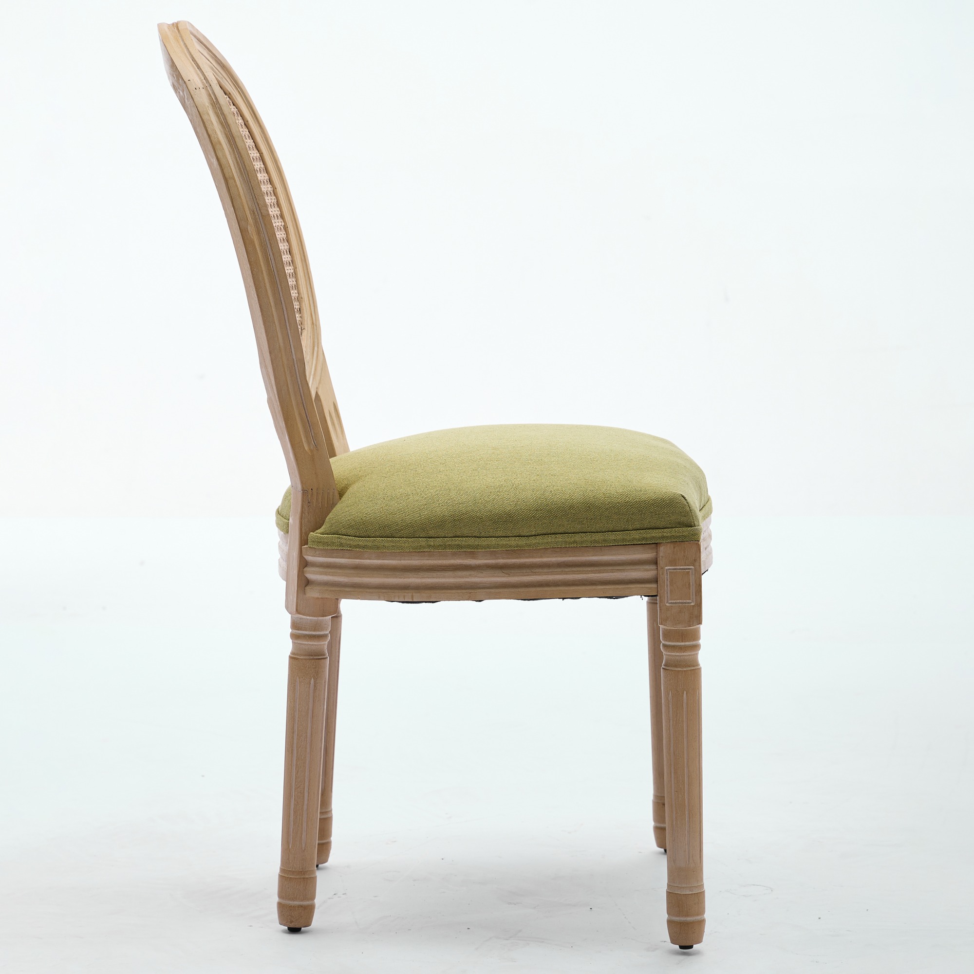 Chaise de salle à manger, lot de 2, détails en rotin, 59,5 x 49 x 95 cm, bois massif et rotin, vert - vue 5