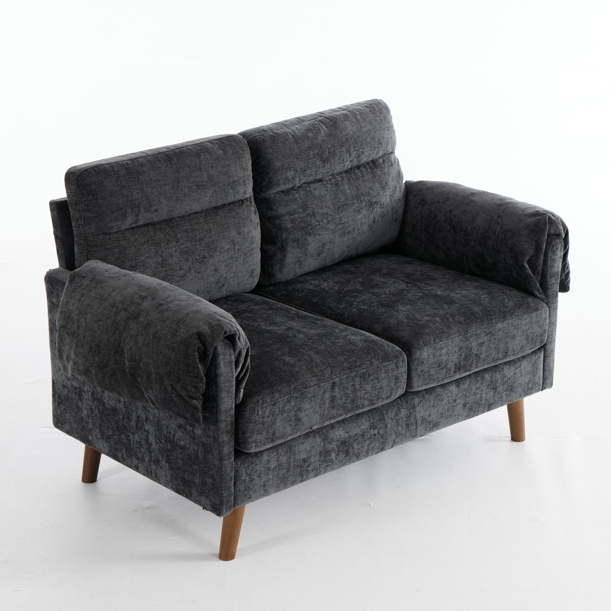 Canapé 70x124x85 cm en chenille Noir - présentation 1
