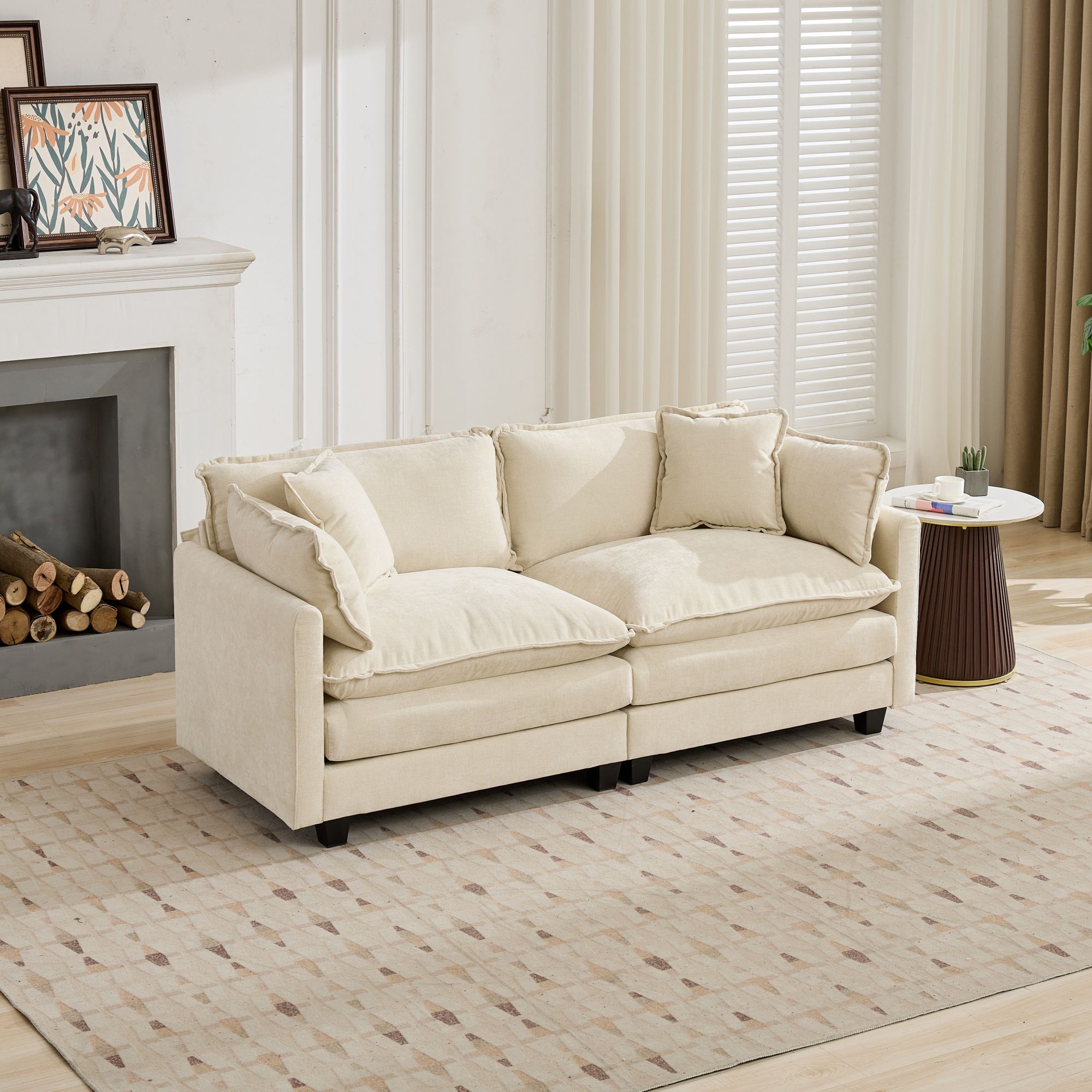 Canapé cloud loveseat en chenille beige, 2 places - vue 4