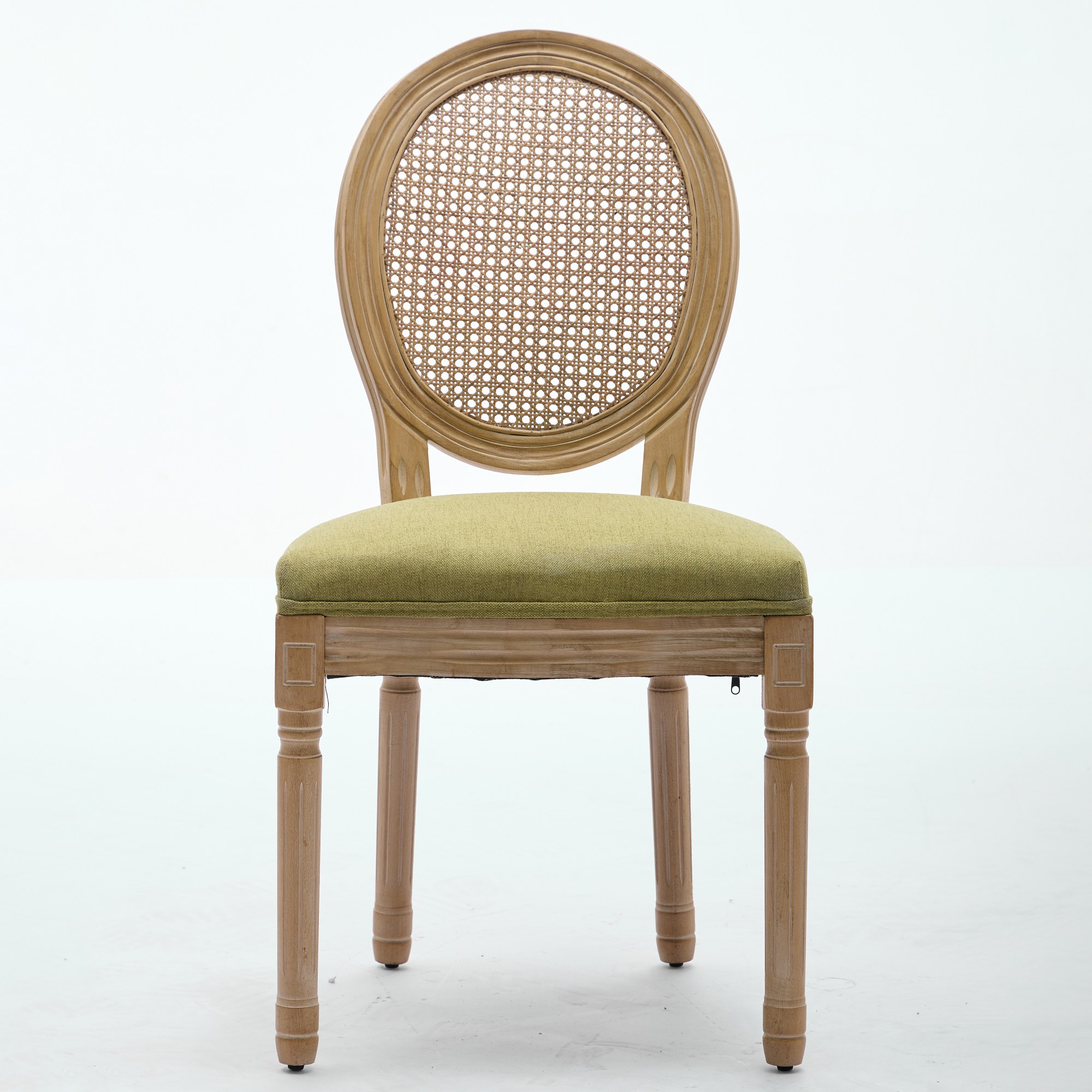 Chaise de salle à manger, lot de 2, détails en rotin, 59,5 x 49 x 95 cm, bois massif et rotin, vert - vue 2