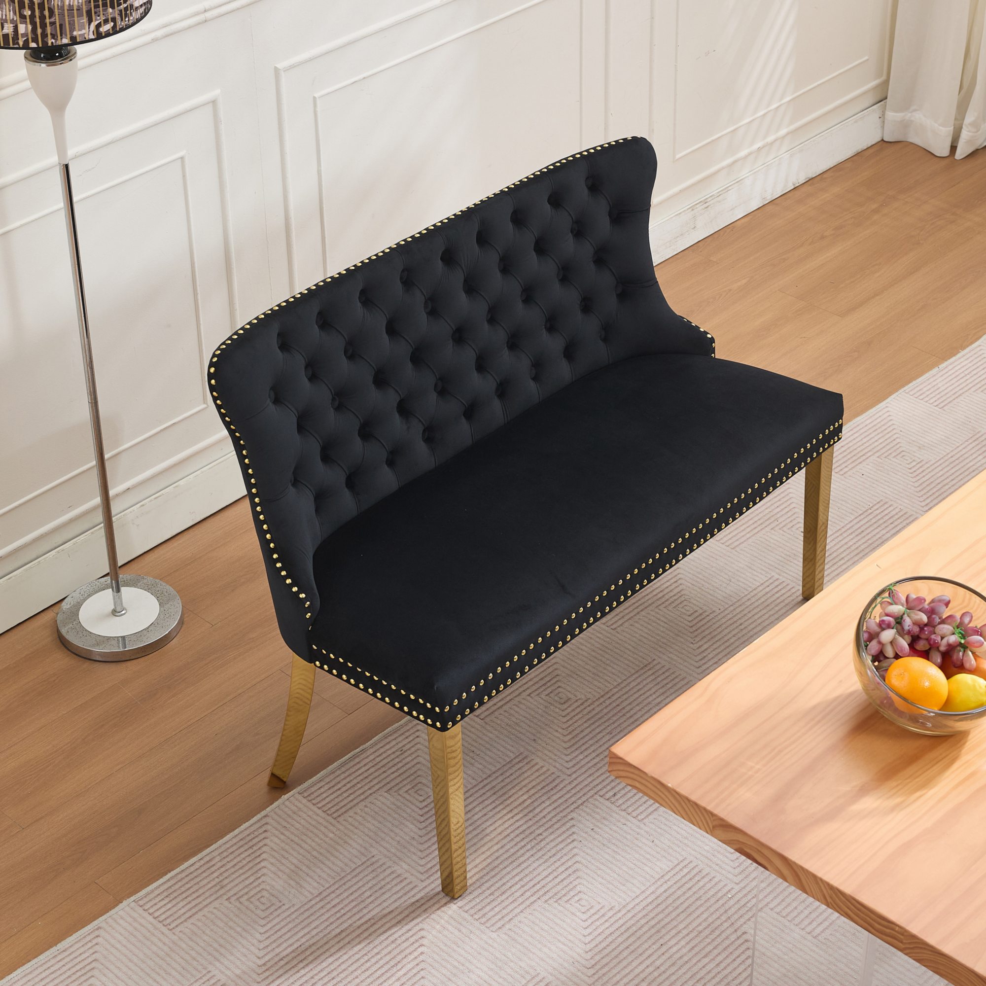 Tabouret de bar en velours avec dossier haut et ri - image 13